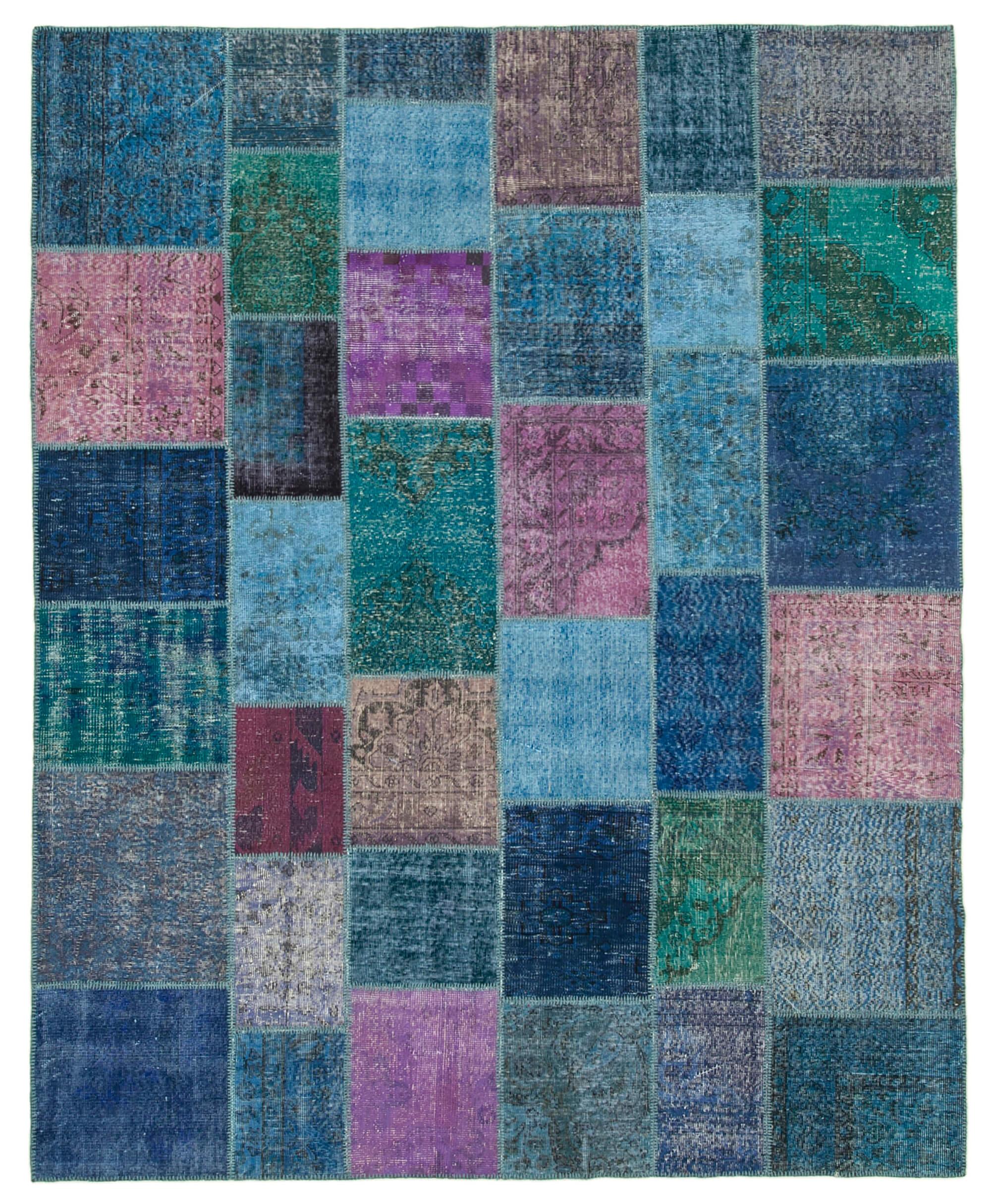 8 x 10 Blue Patchwork Rug - 5