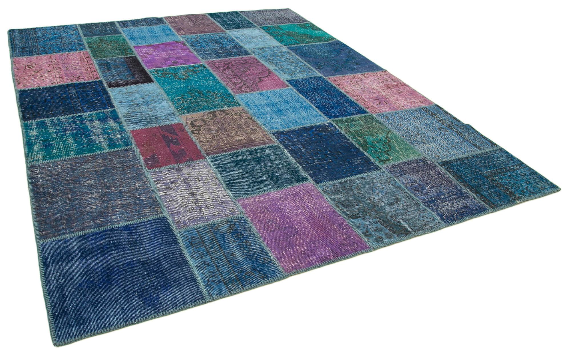 8 x 10 Blue Patchwork Rug - 5