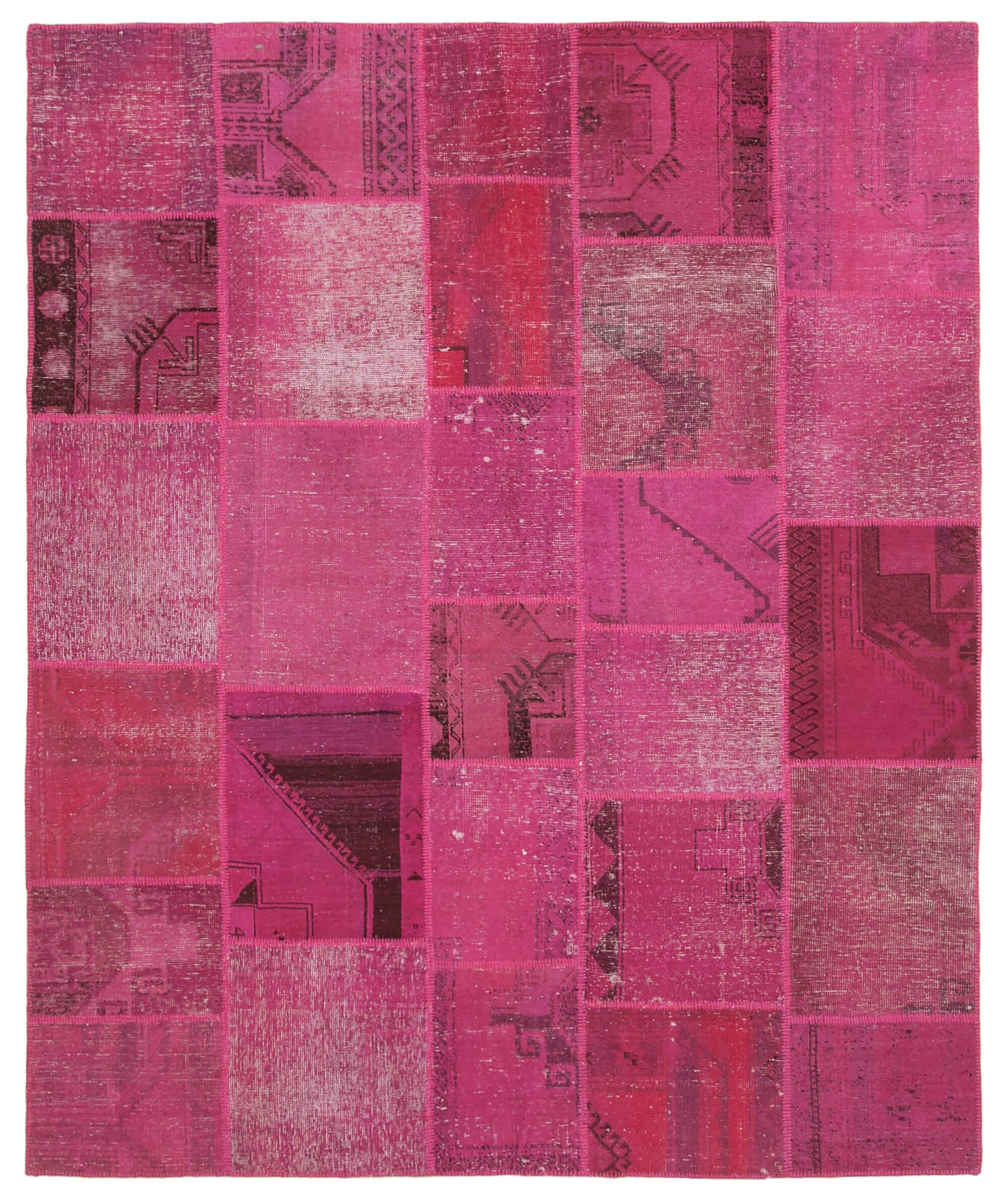 8 x 10 Pink Patchwork Rug - 1017