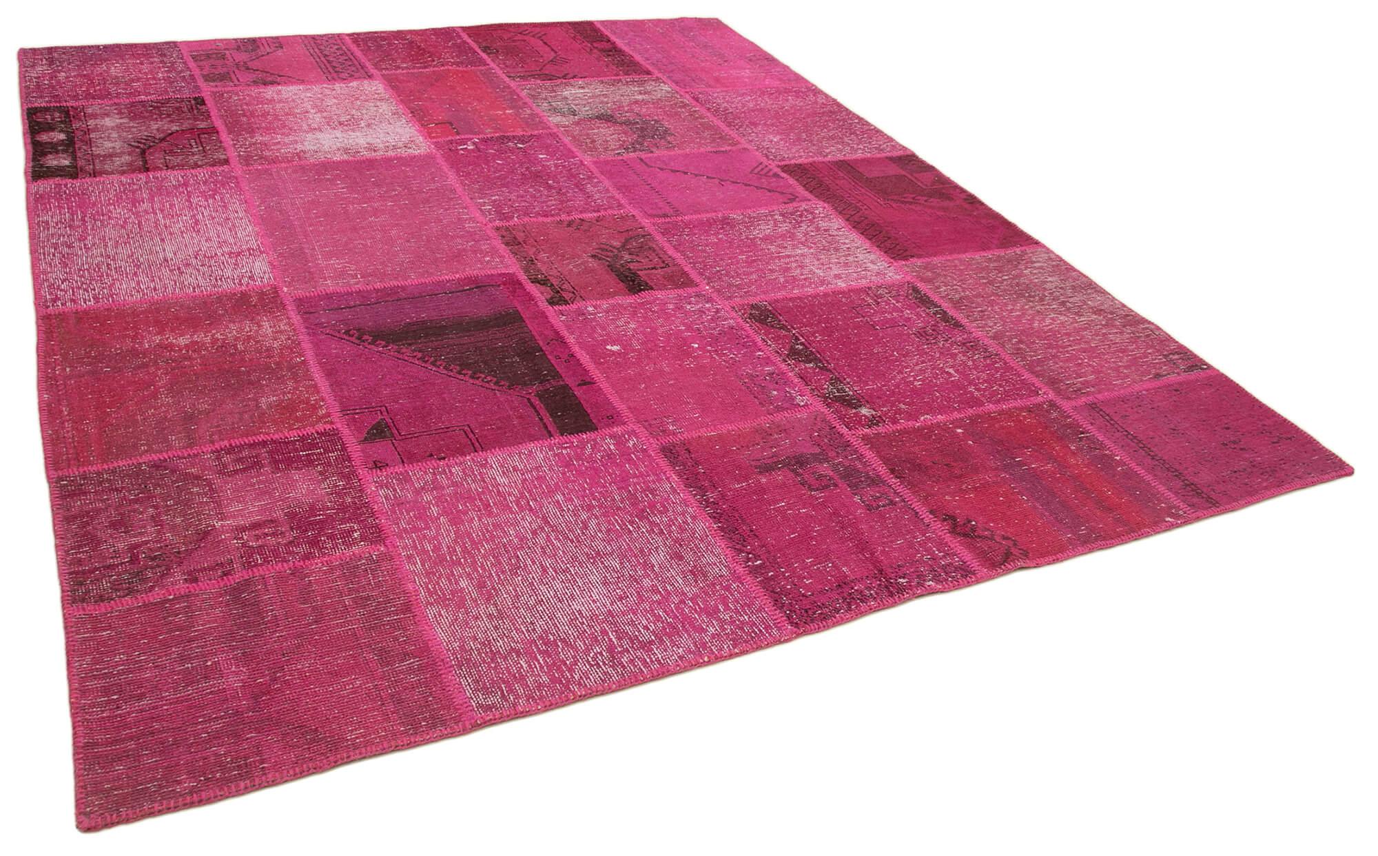 8 x 10 Pink Patchwork Rug - 1017