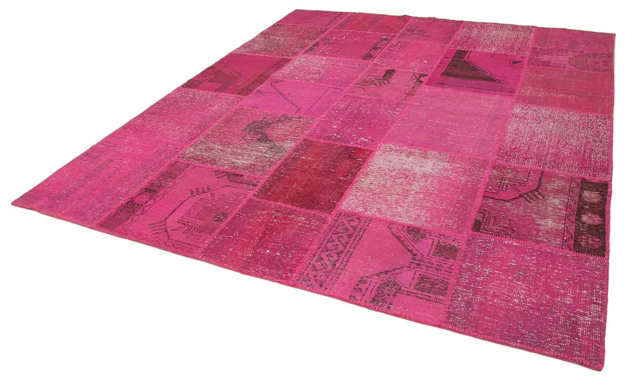 8 x 10 Pink Patchwork Rug - 1017