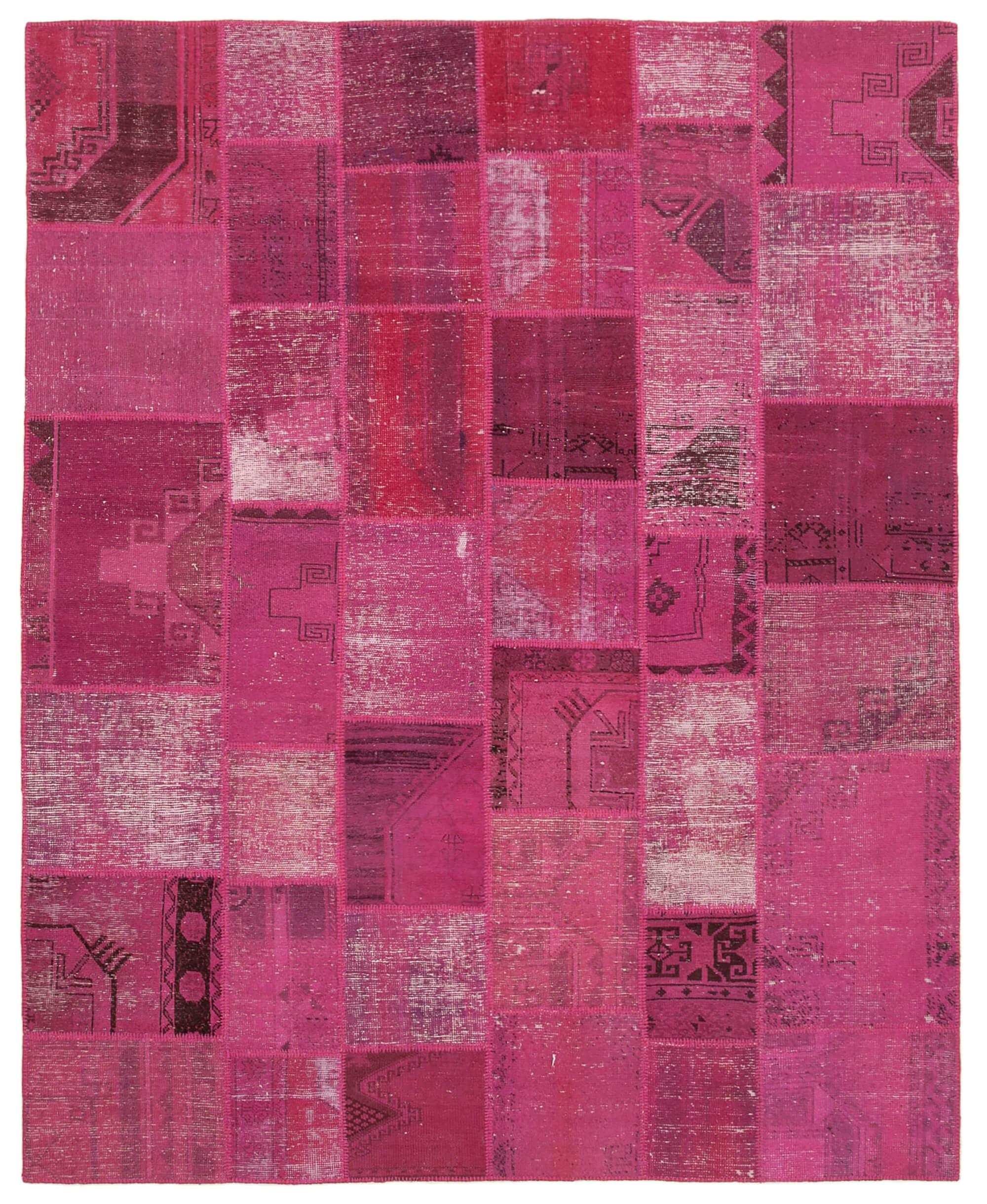 8 x 10 Pink Patchwork Rug - 1018