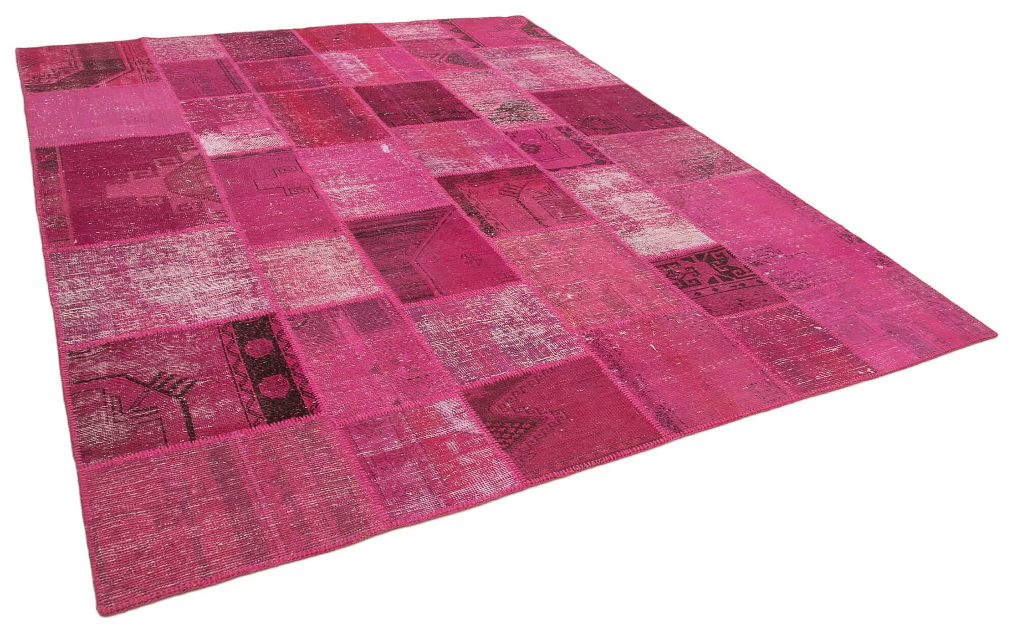 8 x 10 Pink Patchwork Rug - 1018