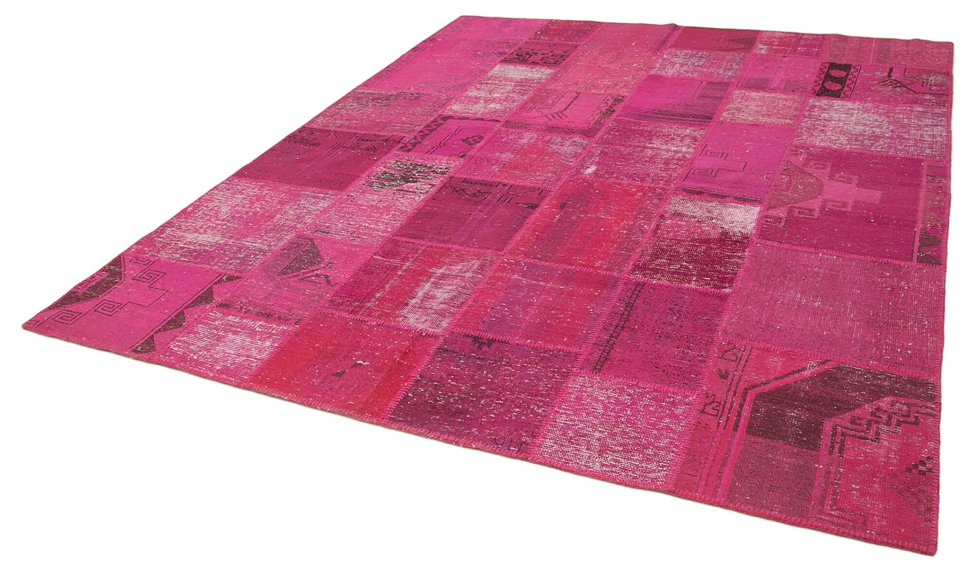 8 x 10 Pink Patchwork Rug - 1018