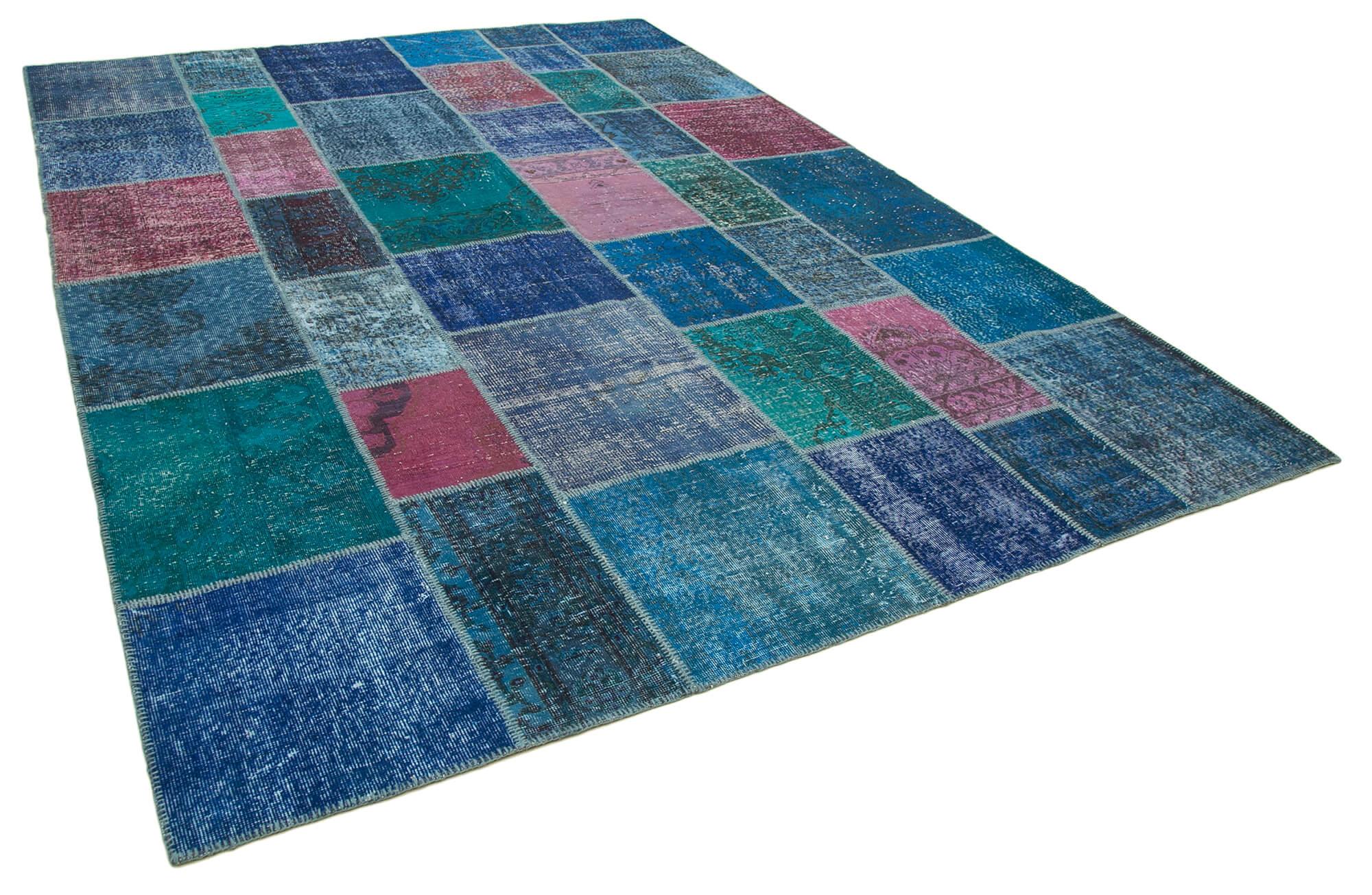 8 x 12 Blue Patchwork Rug- 1399