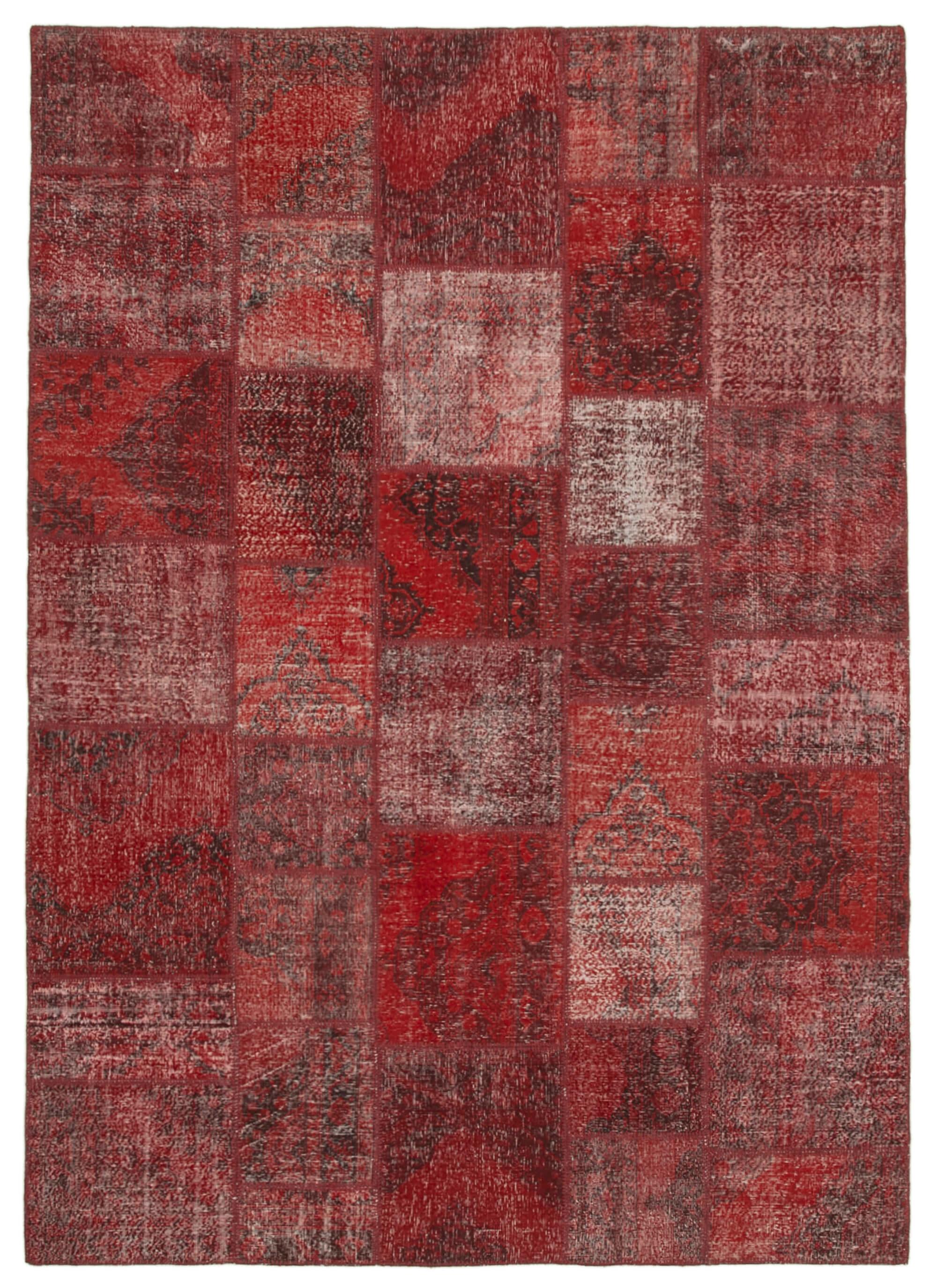 8 x 12 Red Patchwork Rug- 1038