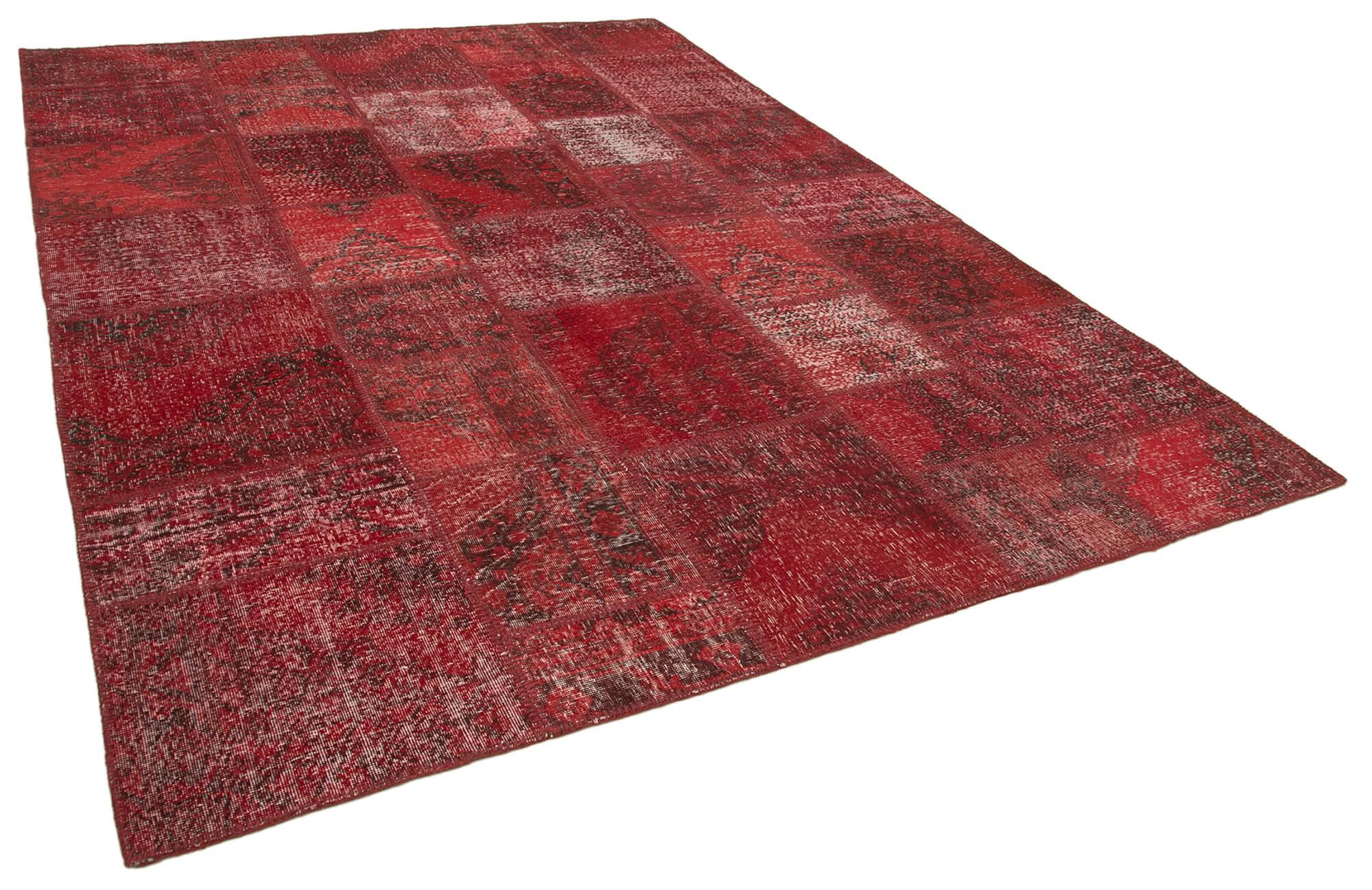 8 x 12 Red Patchwork Rug- 1038