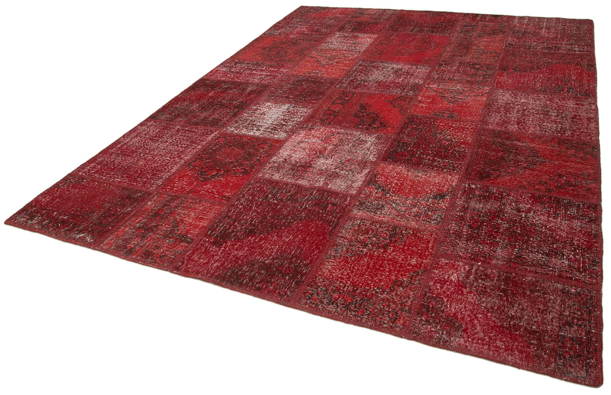 8 x 12 Red Patchwork Rug- 1038