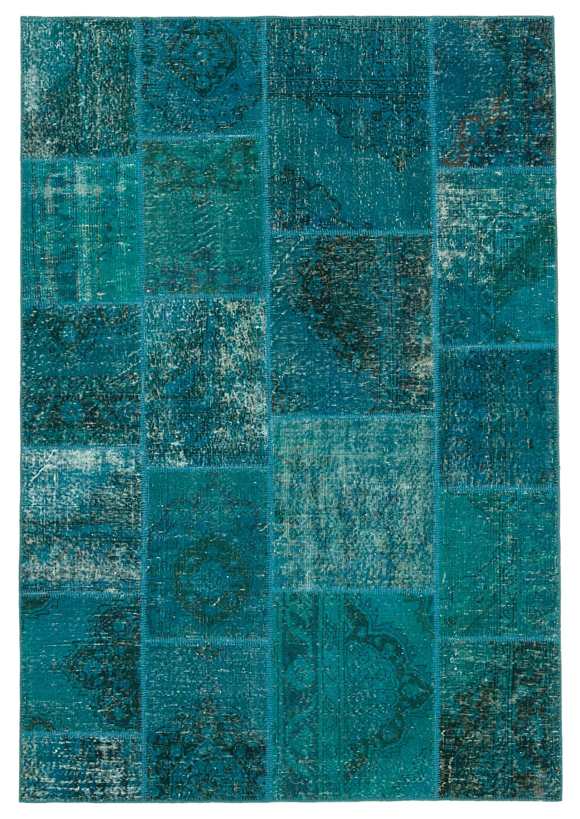 5 x 8 Turquoise Patchwork Rug - 350