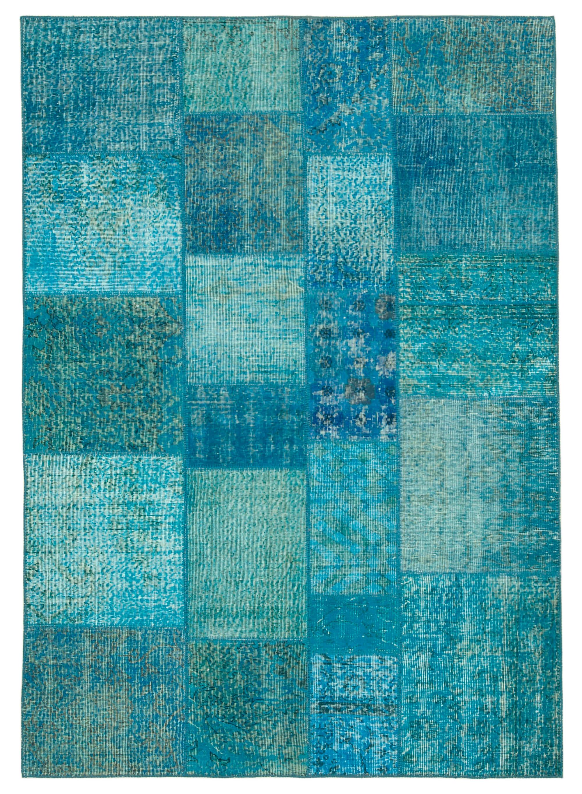 6 x 8 Turquoise Patchwork Rug - 352