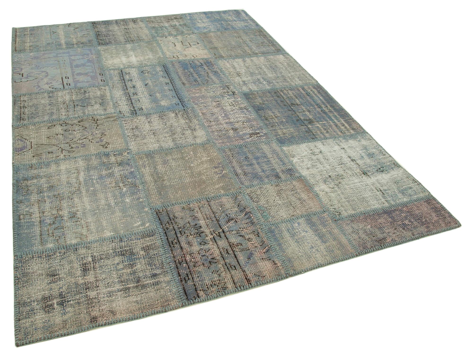 6 x 8 Blue Patchwork Rug - 355