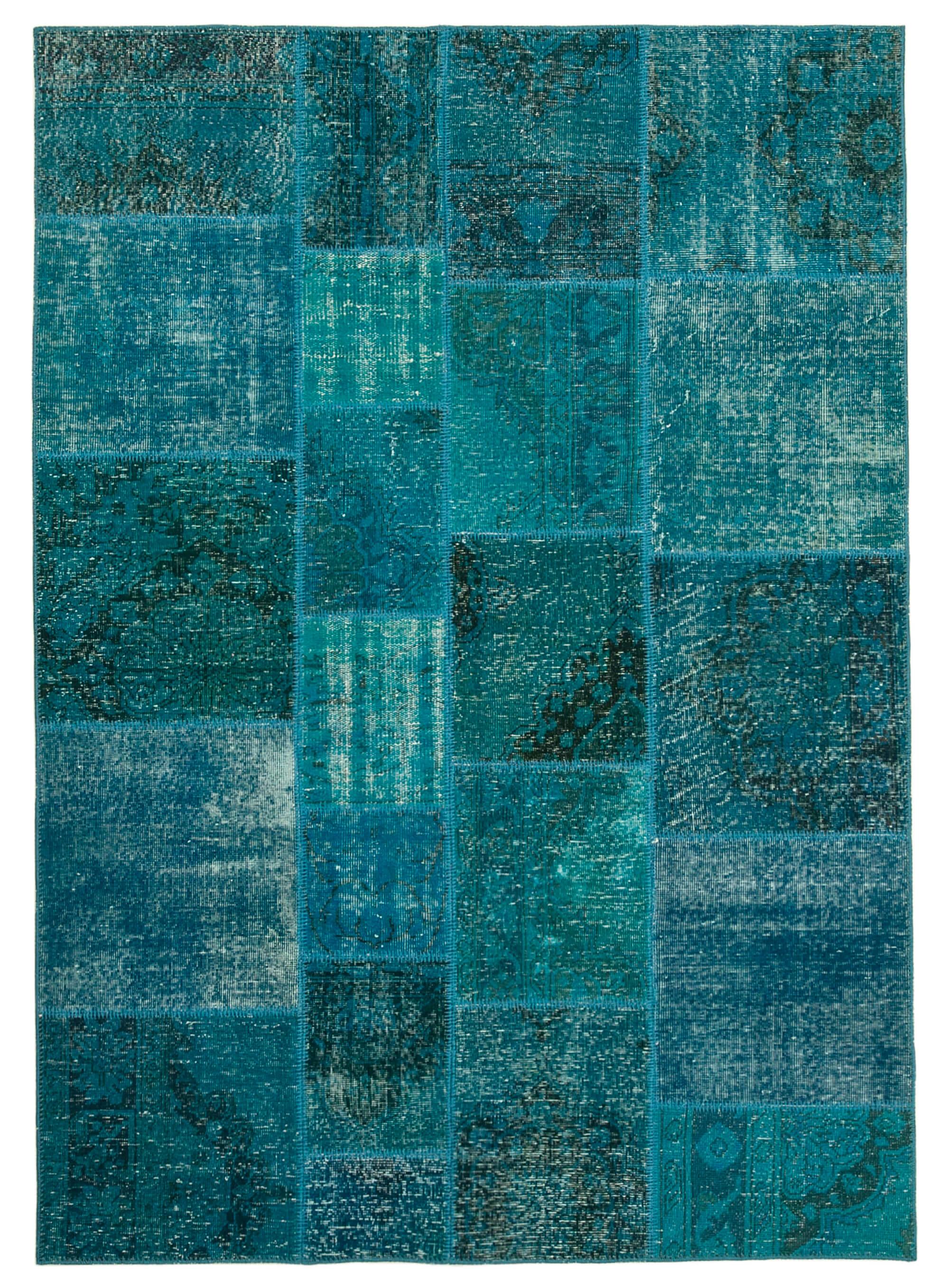 6 x 8 Turquoise Patchwork Rug - 400