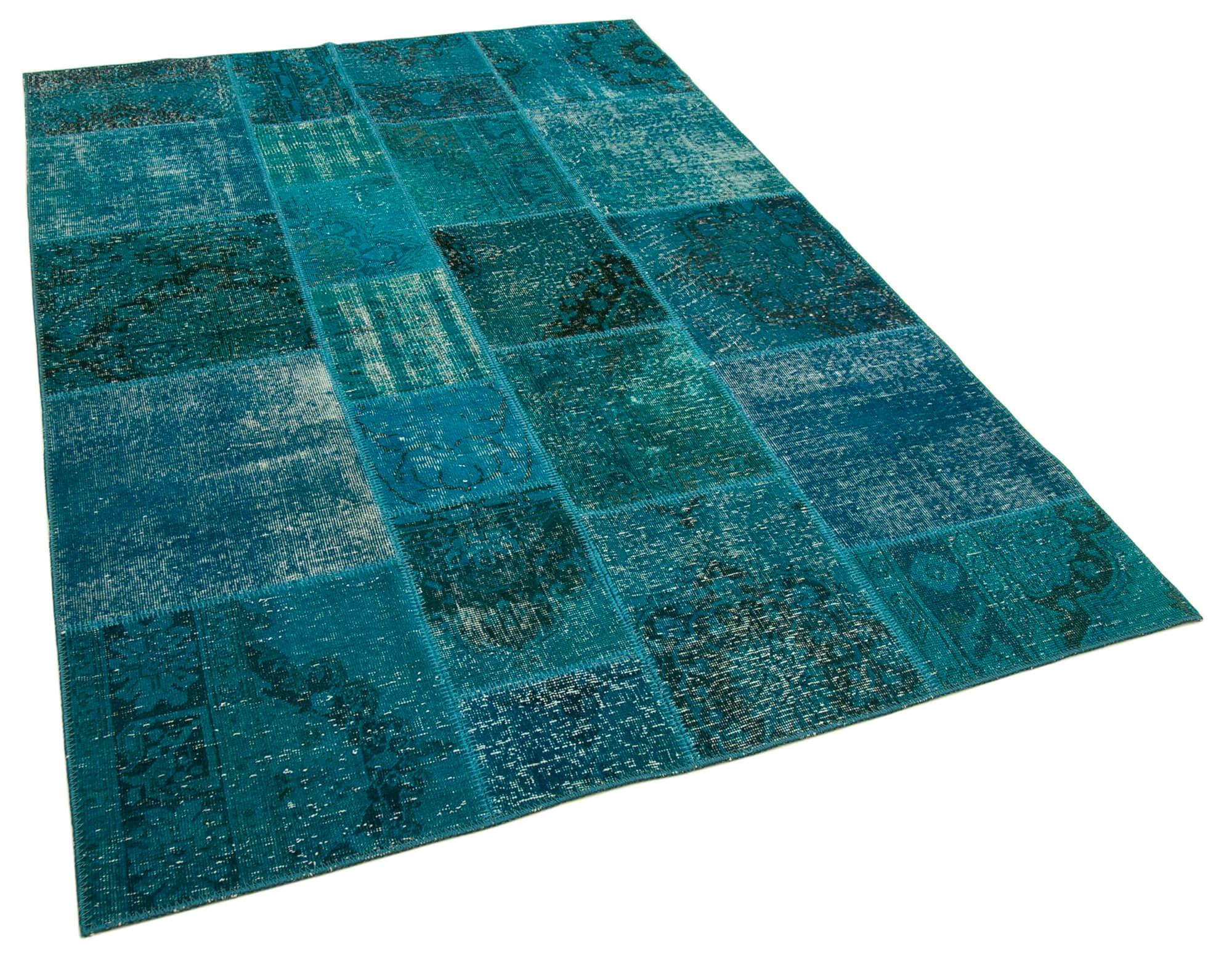 6 x 8 Turquoise Patchwork Rug - 400