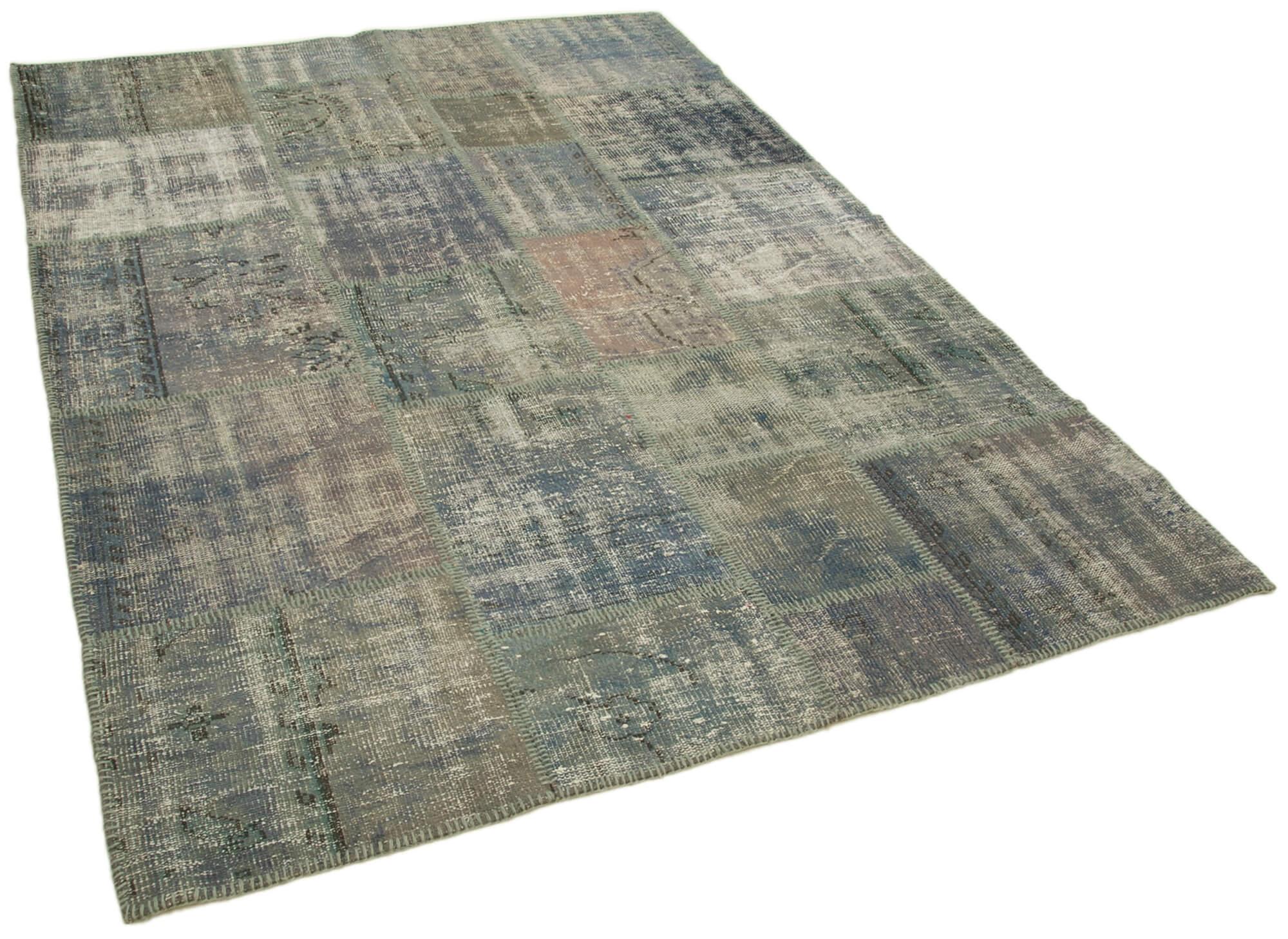 6 x 8 Grey Patchwork Rug - 607