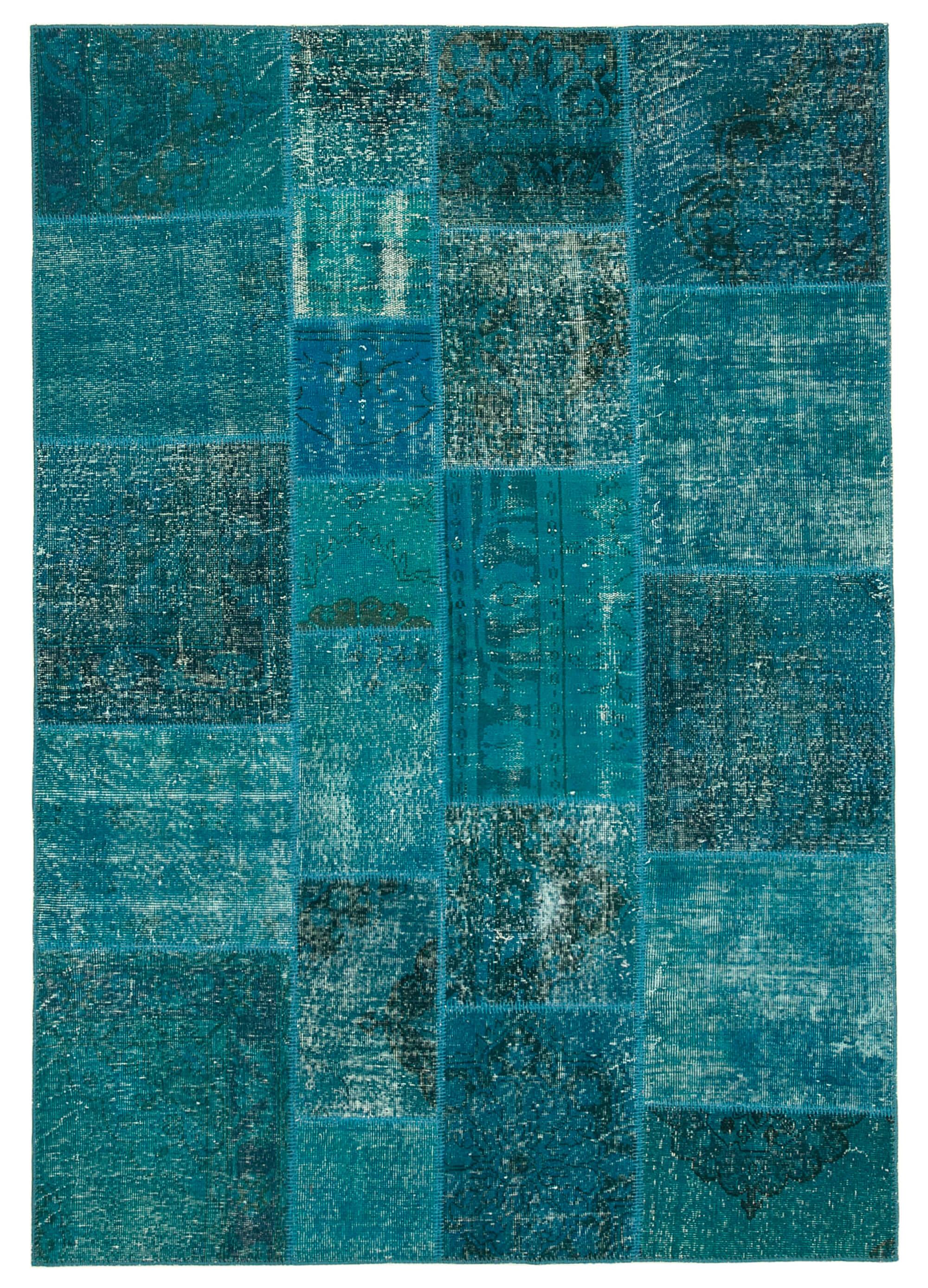 6 x 8 Turquoise Patchwork Rug - 609