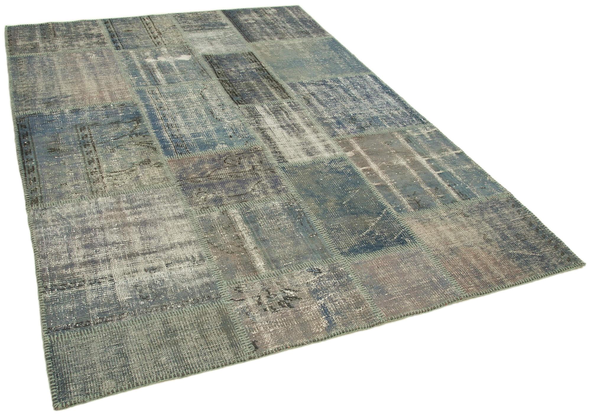 6 x 8 Blue Patchwork Rug - 613