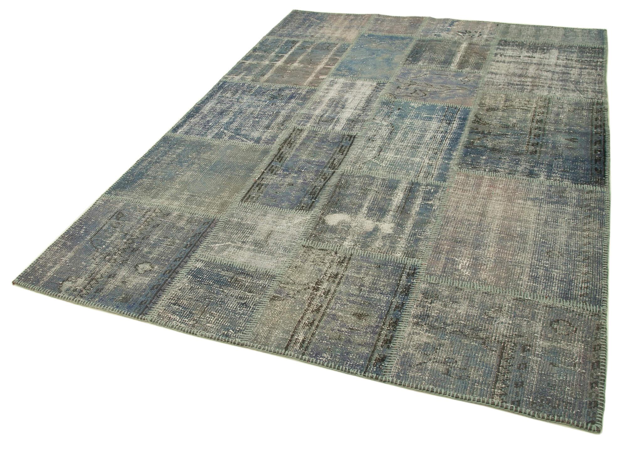 6 x 8 Blue Patchwork Rug - 613