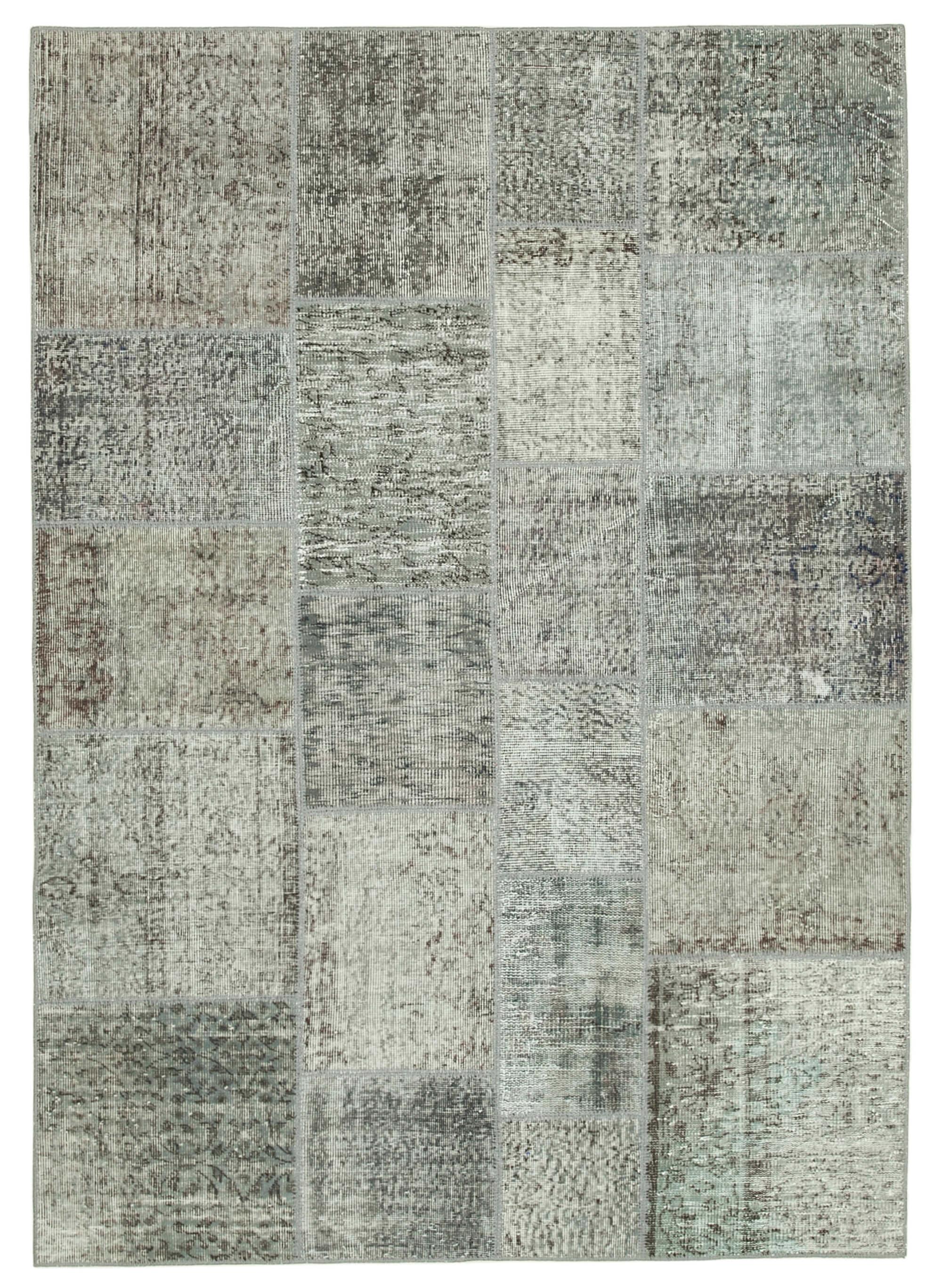 6 x 8 Grey Patchwork Rug - 621