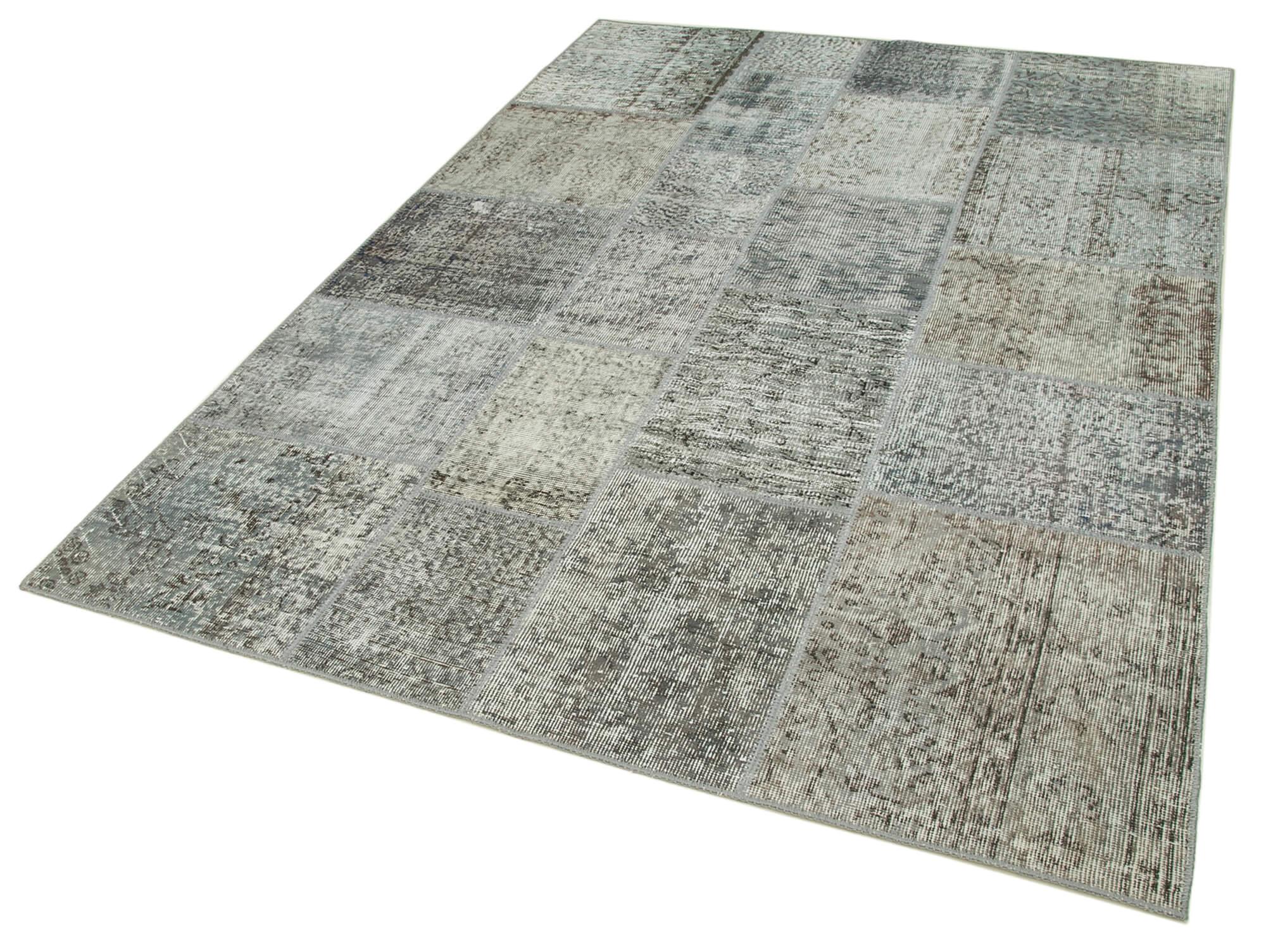 6 x 8 Grey Patchwork Rug - 621