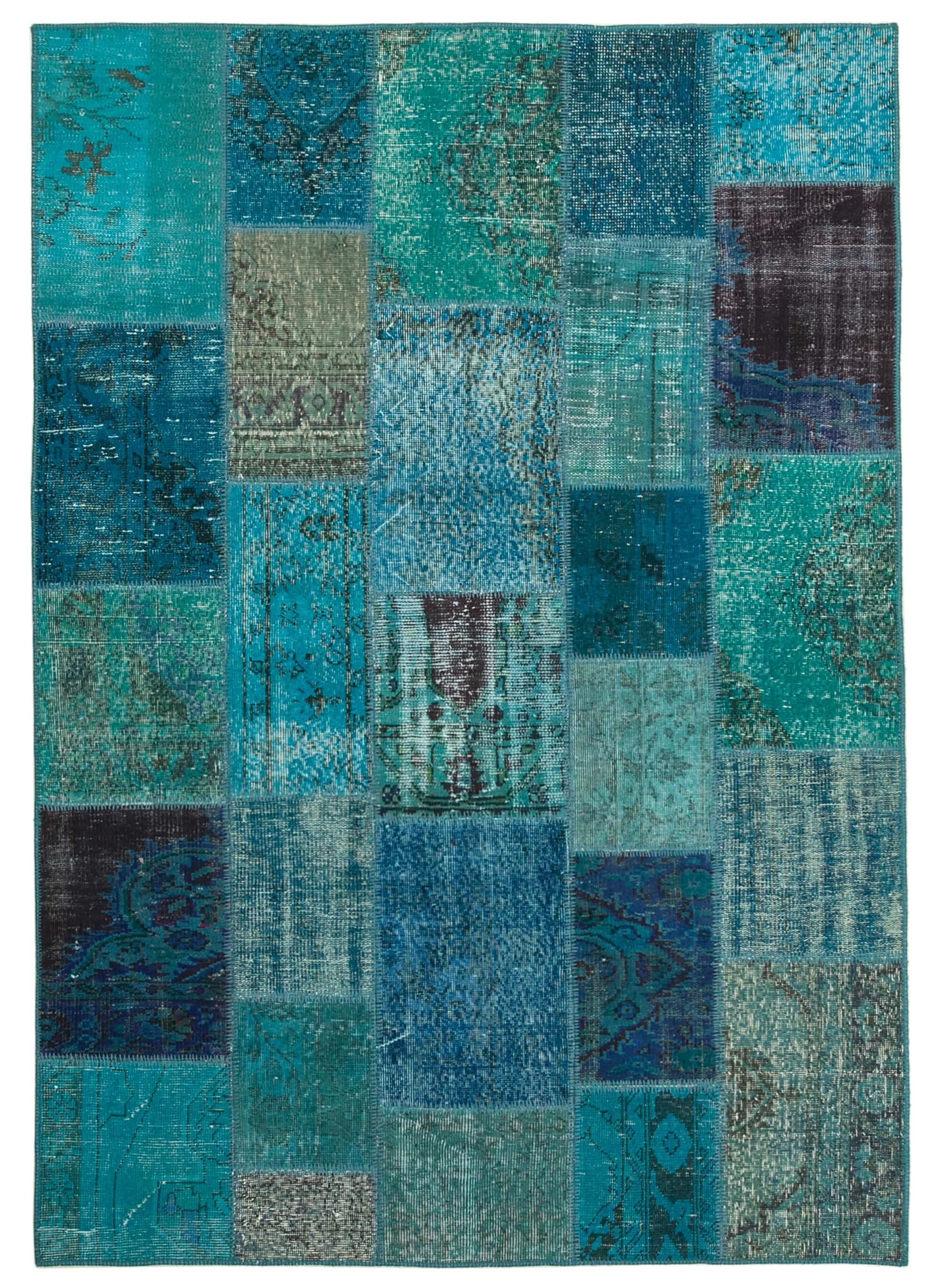 6 x 8 Turquoise Patchwork Rug - 651