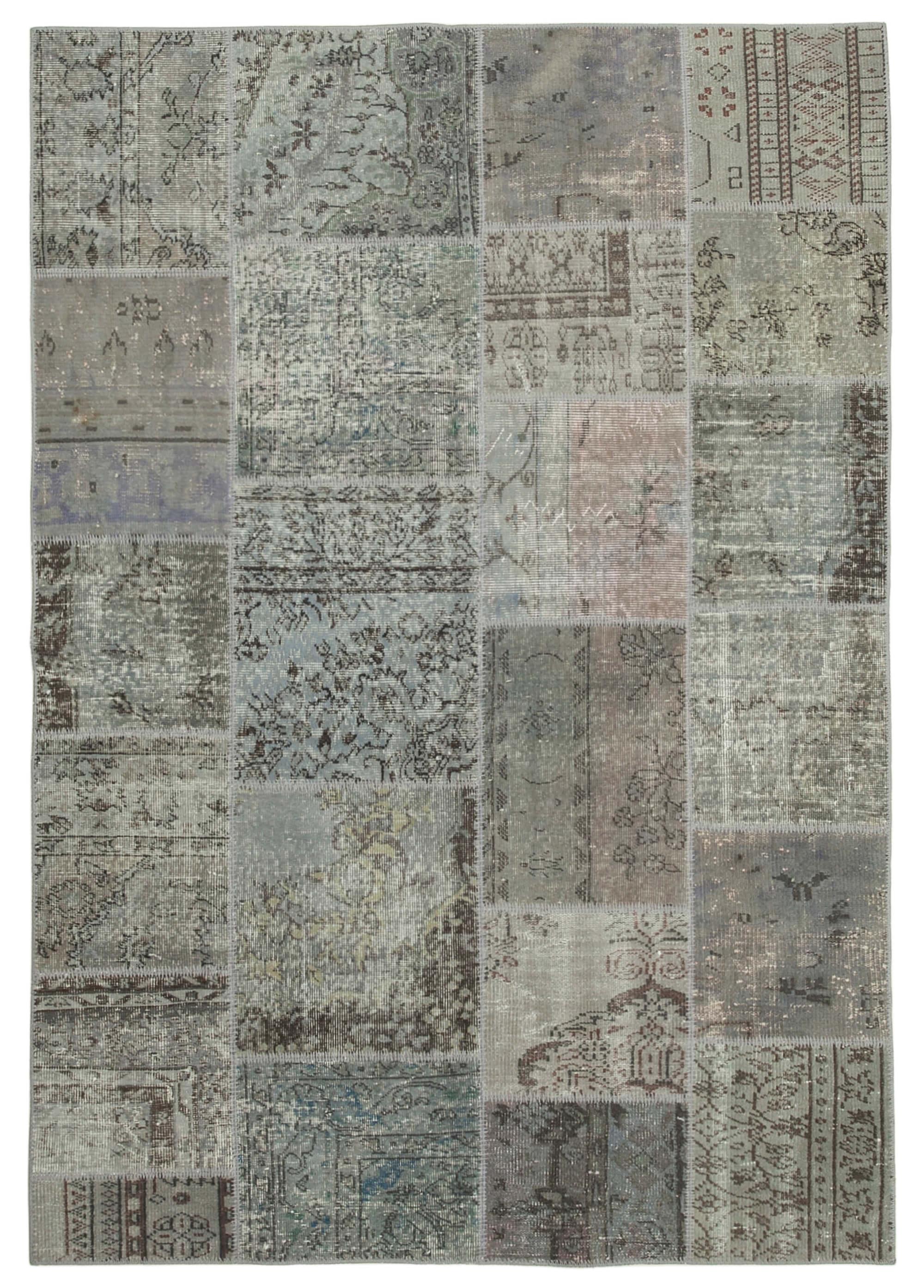 6 x 8 Grey Patchwork Rug - 654