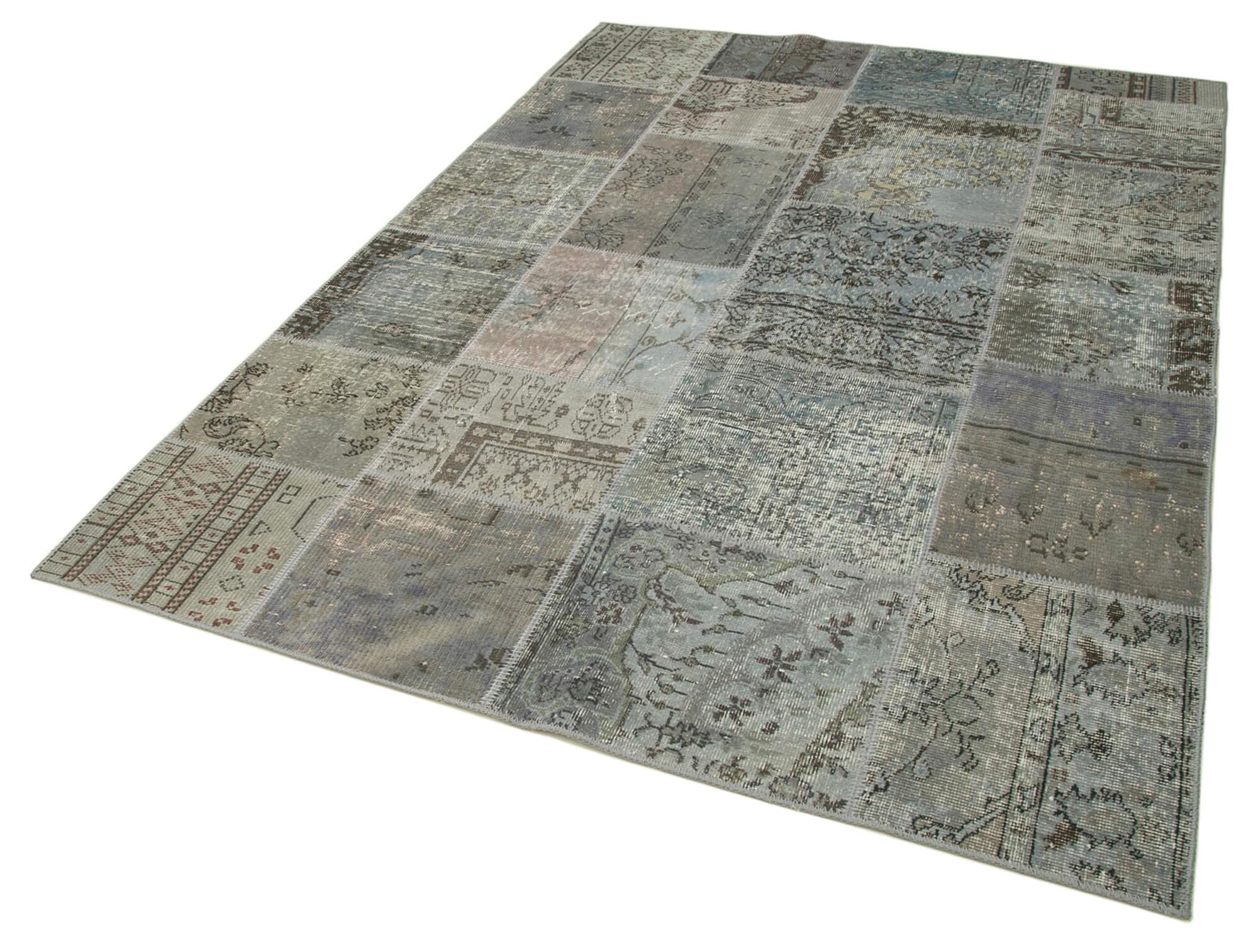 6 x 8 Grey Patchwork Rug - 654