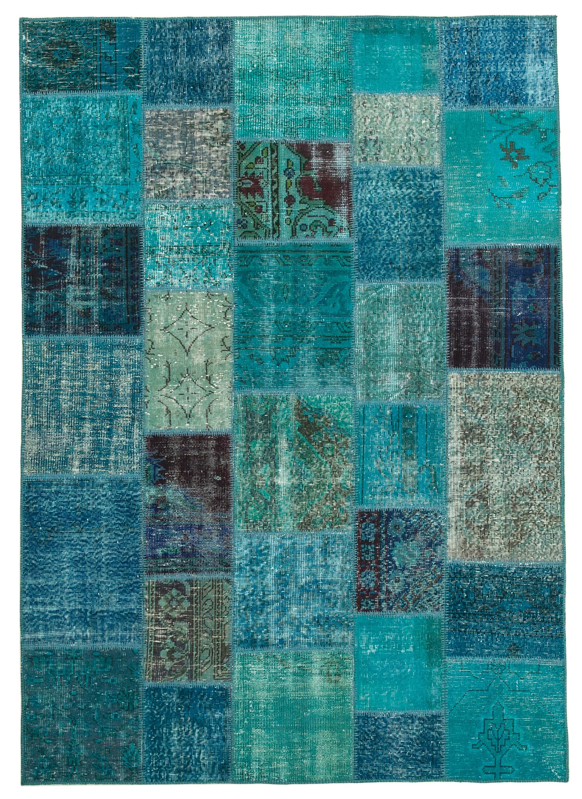 6 x 8 Turquoise Patchwork Rug - 664