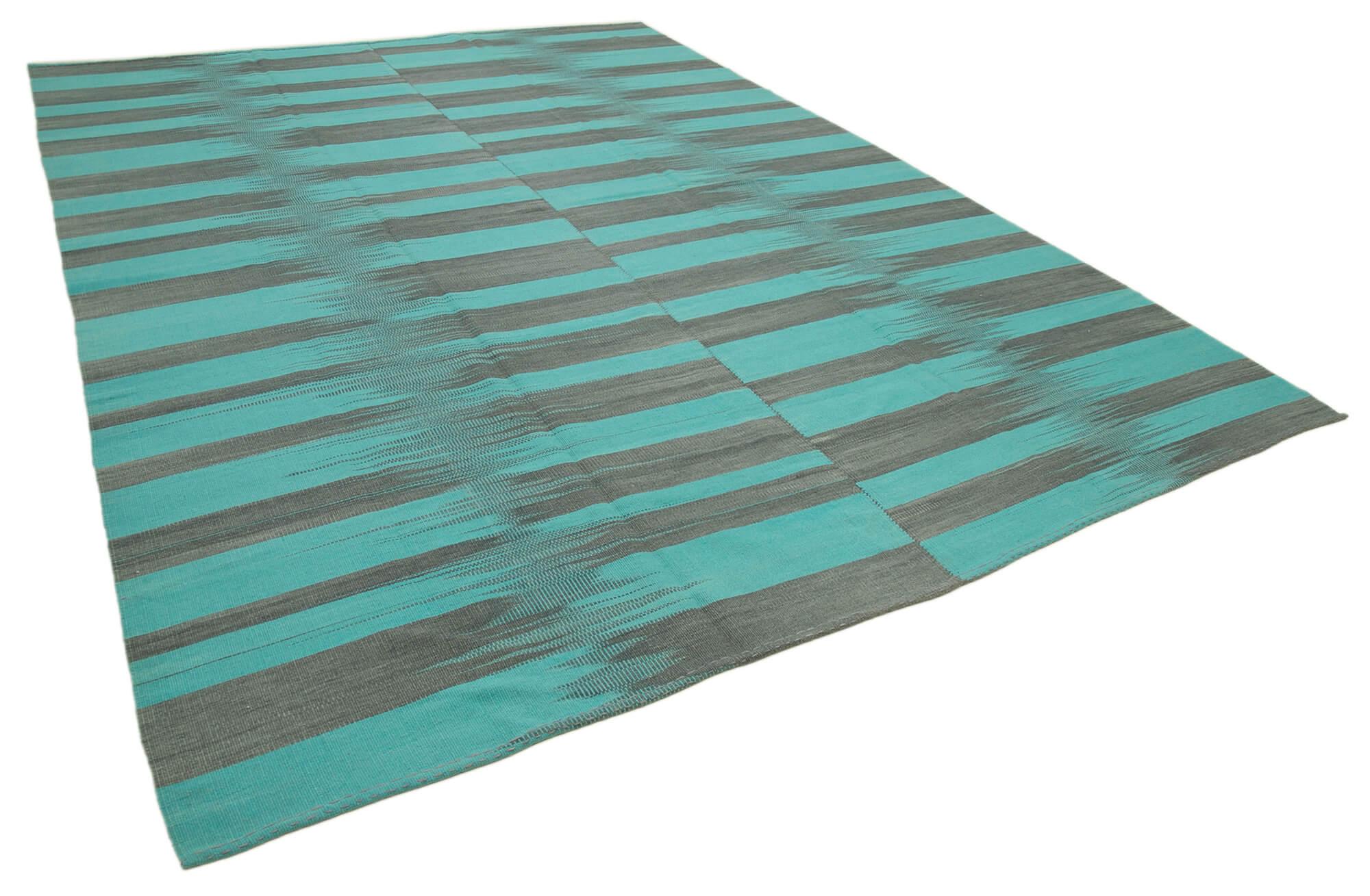 10 x 13 Turquoise Contemporary Kilim Rug - 908