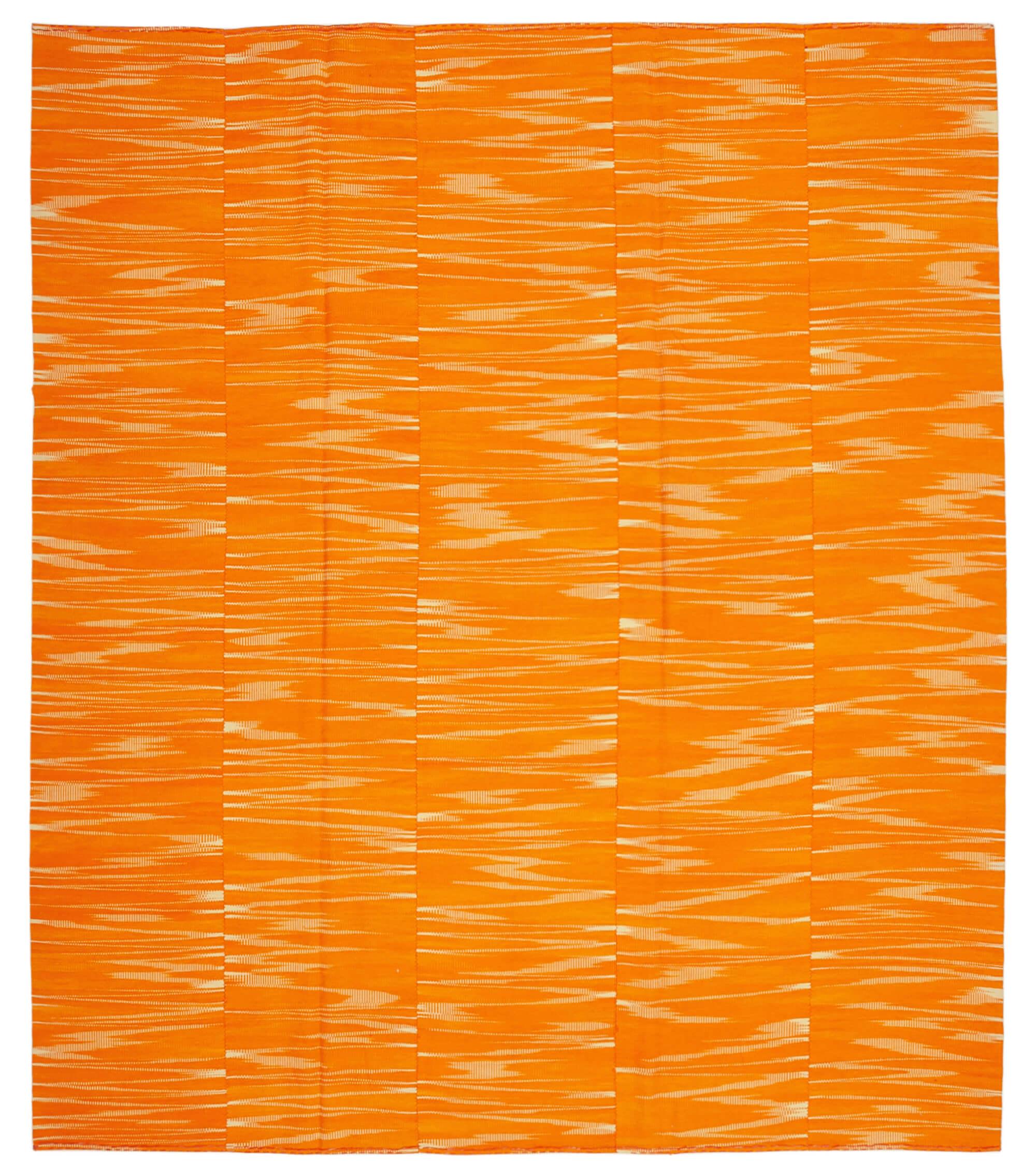 11 x 13 Orange Contemporary Kilim Rug - 914