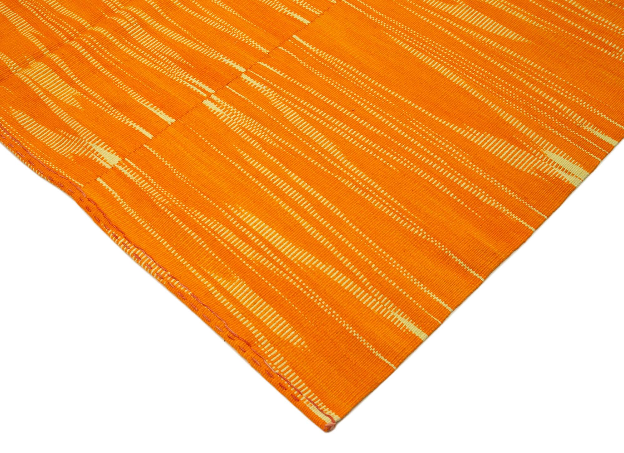 11 x 13 Orange Contemporary Kilim Rug - 914