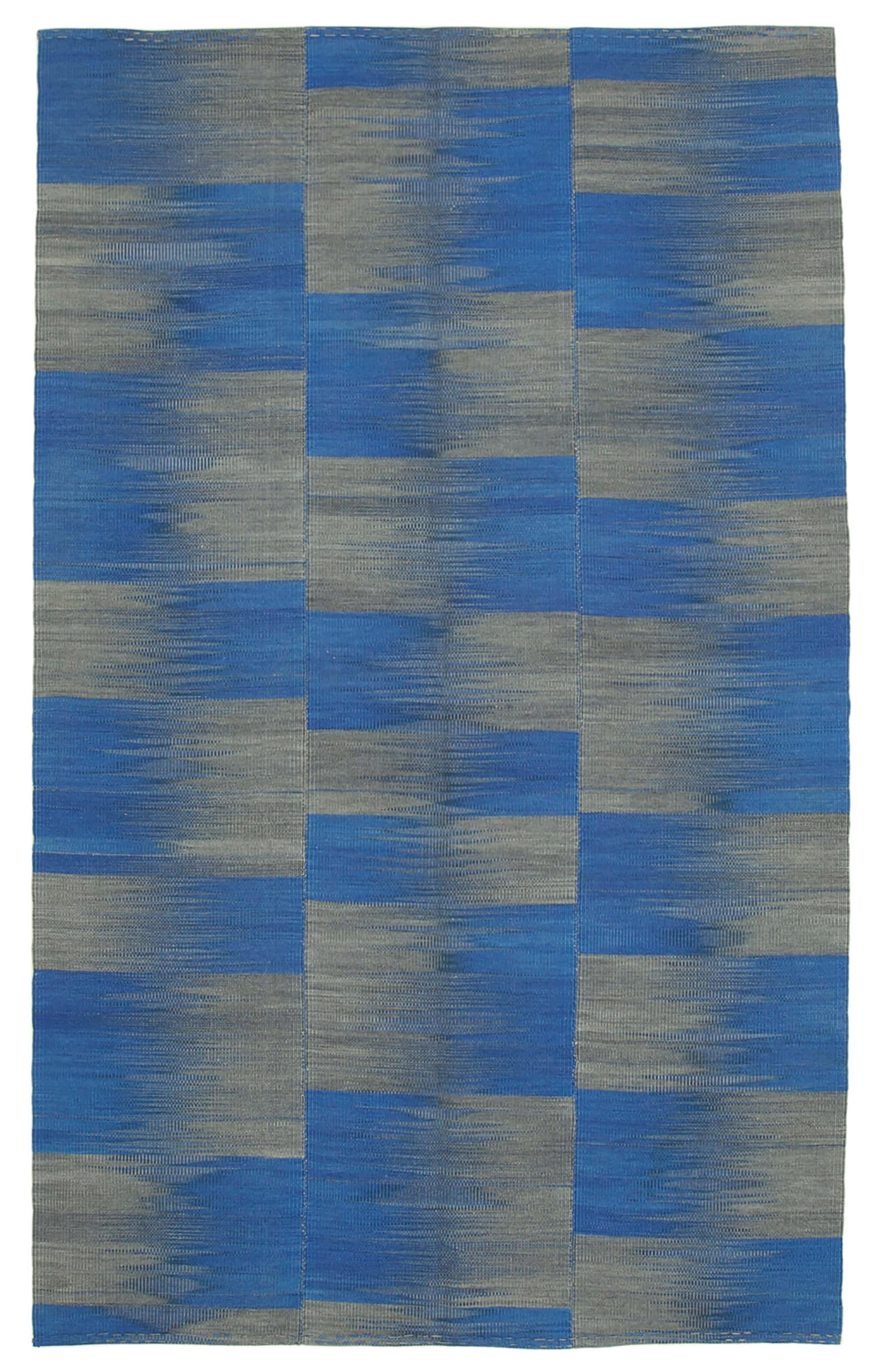 6 x 11 Blue Contemporary Kilim Rug - 812