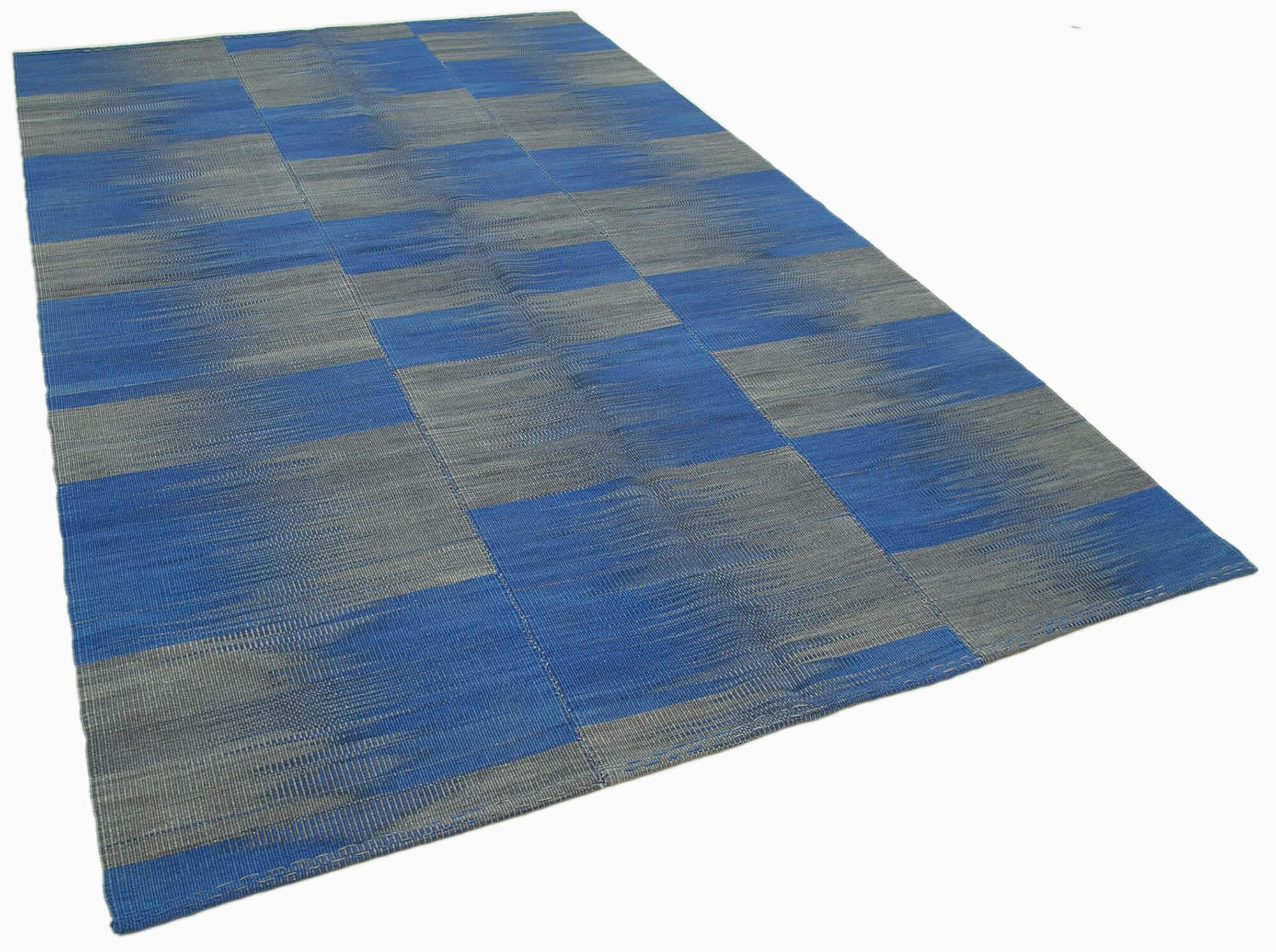 6 x 11 Blue Contemporary Kilim Rug - 812