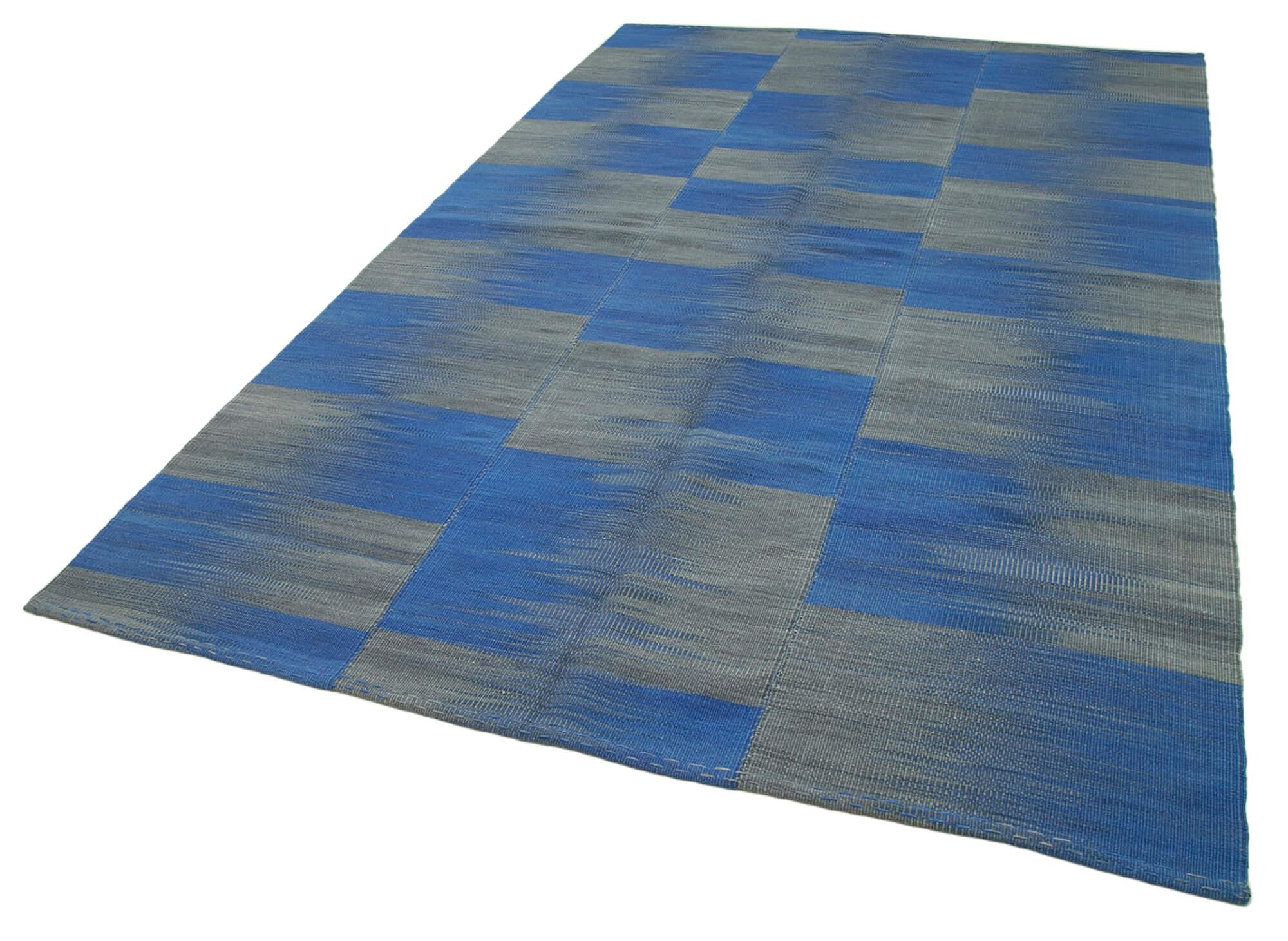 6 x 11 Blue Contemporary Kilim Rug - 812