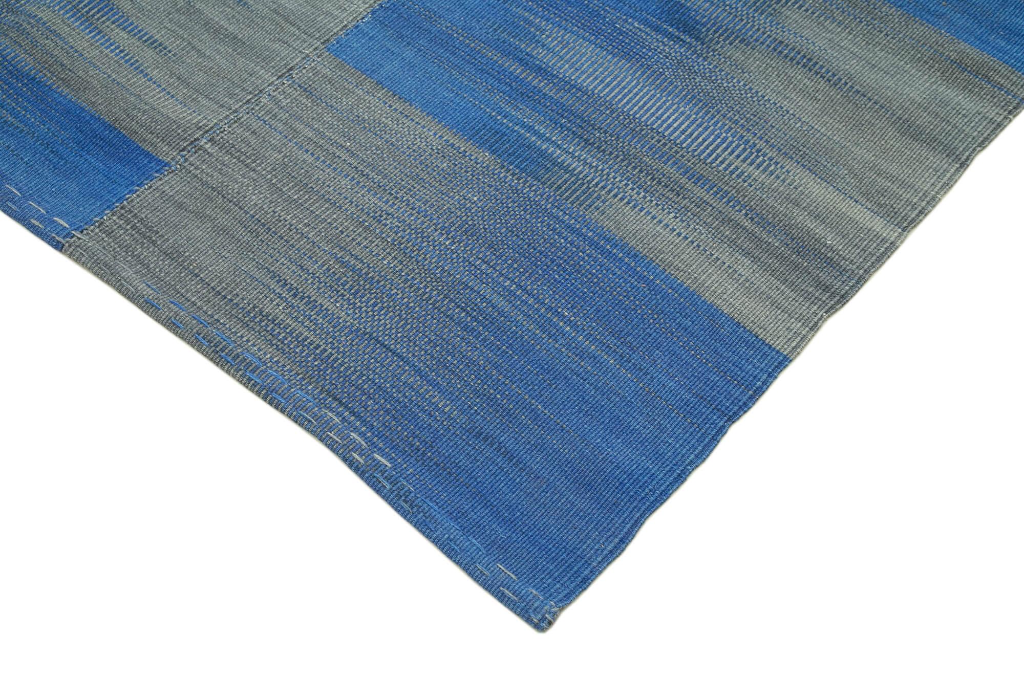 6 x 11 Blue Contemporary Kilim Rug - 812