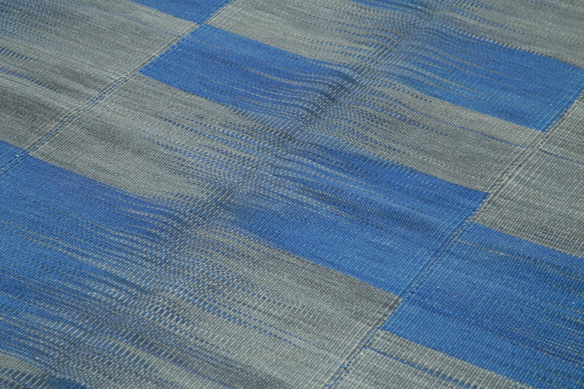 6 x 11 Blue Contemporary Kilim Rug - 812