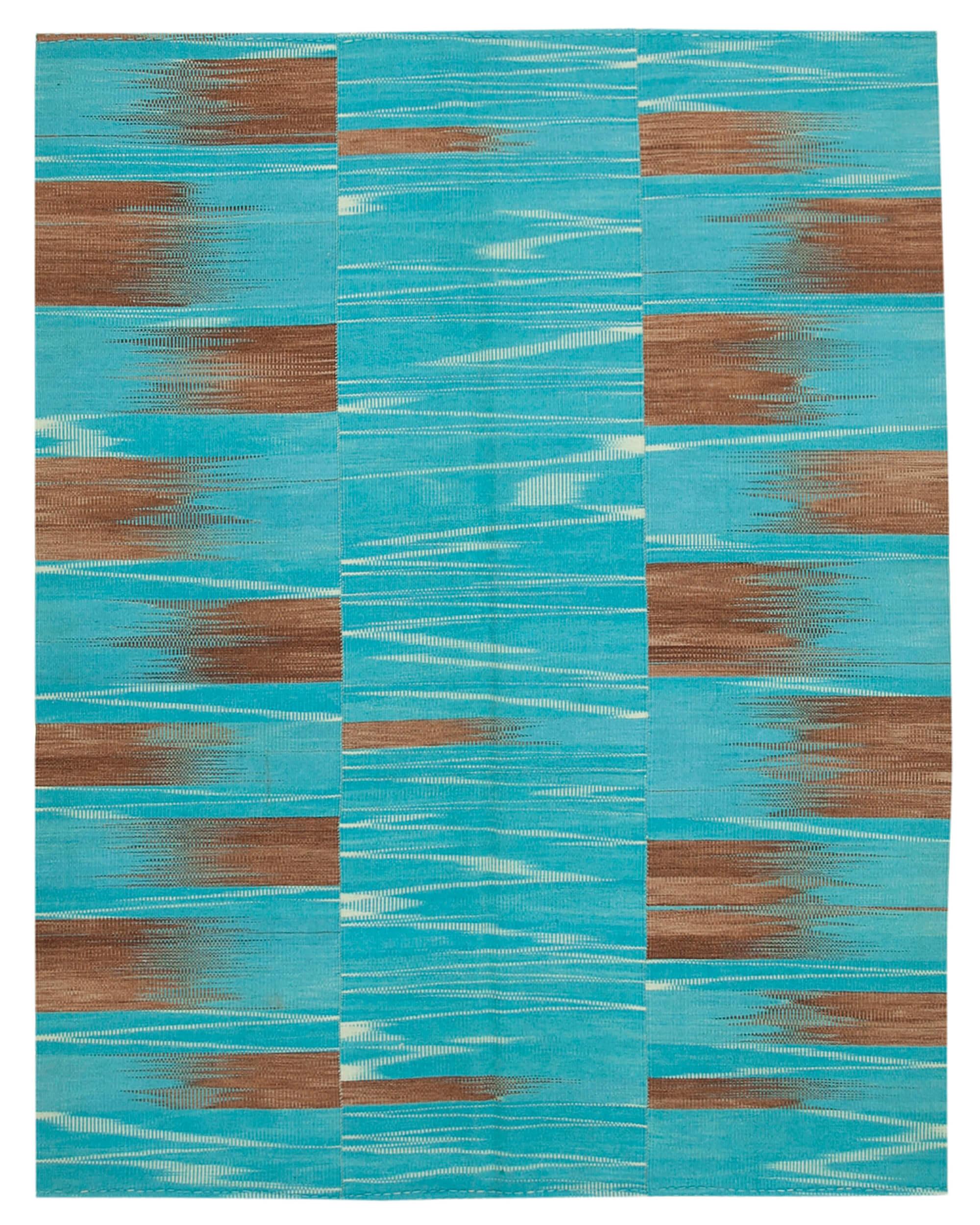 7 x 9 Turquoise Contemporary Kilim Rug - 829