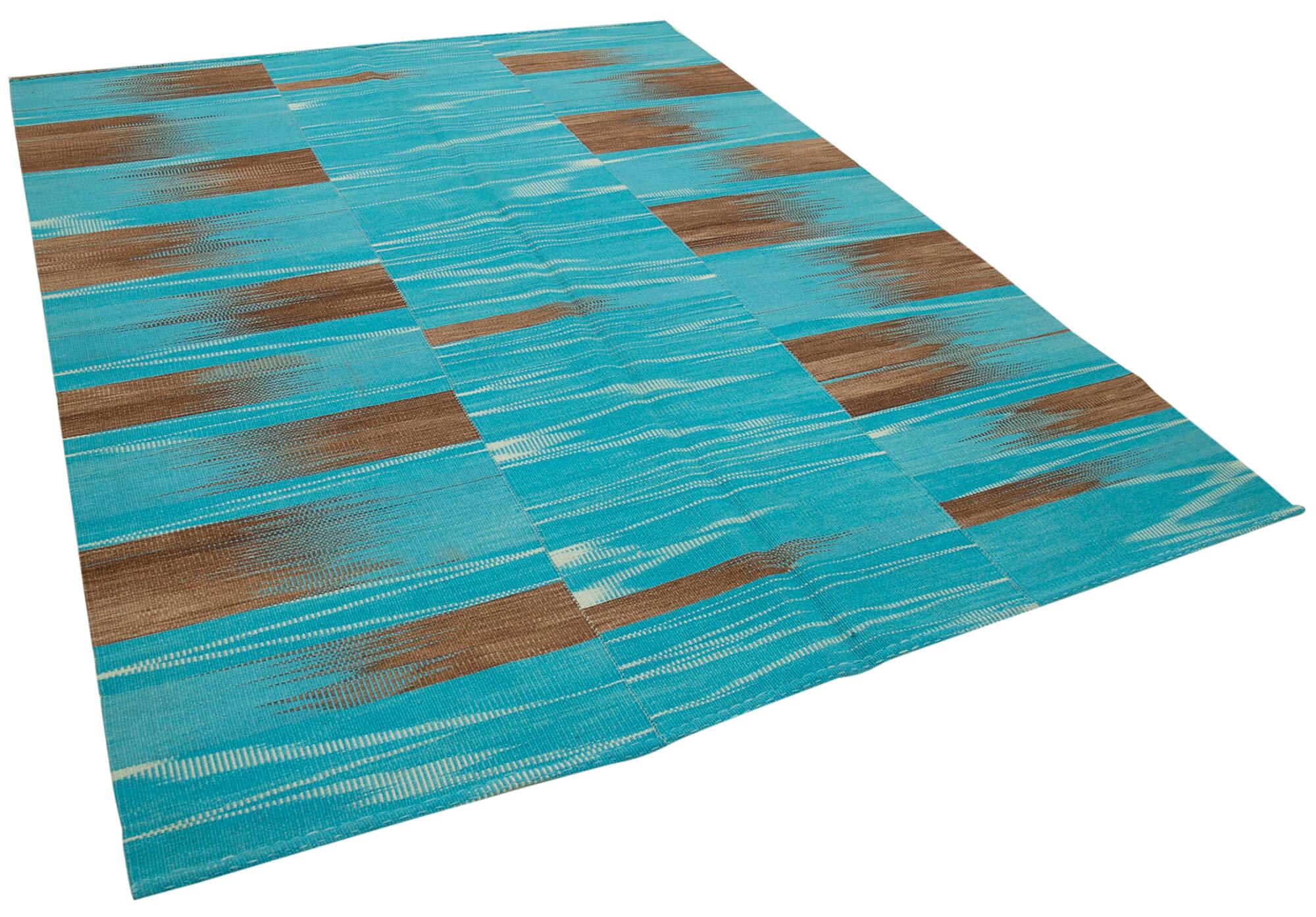 7 x 9 Turquoise Contemporary Kilim Rug - 829