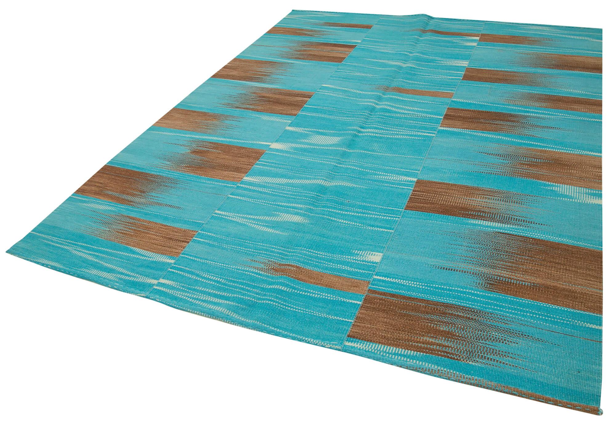 7 x 9 Turquoise Contemporary Kilim Rug - 829