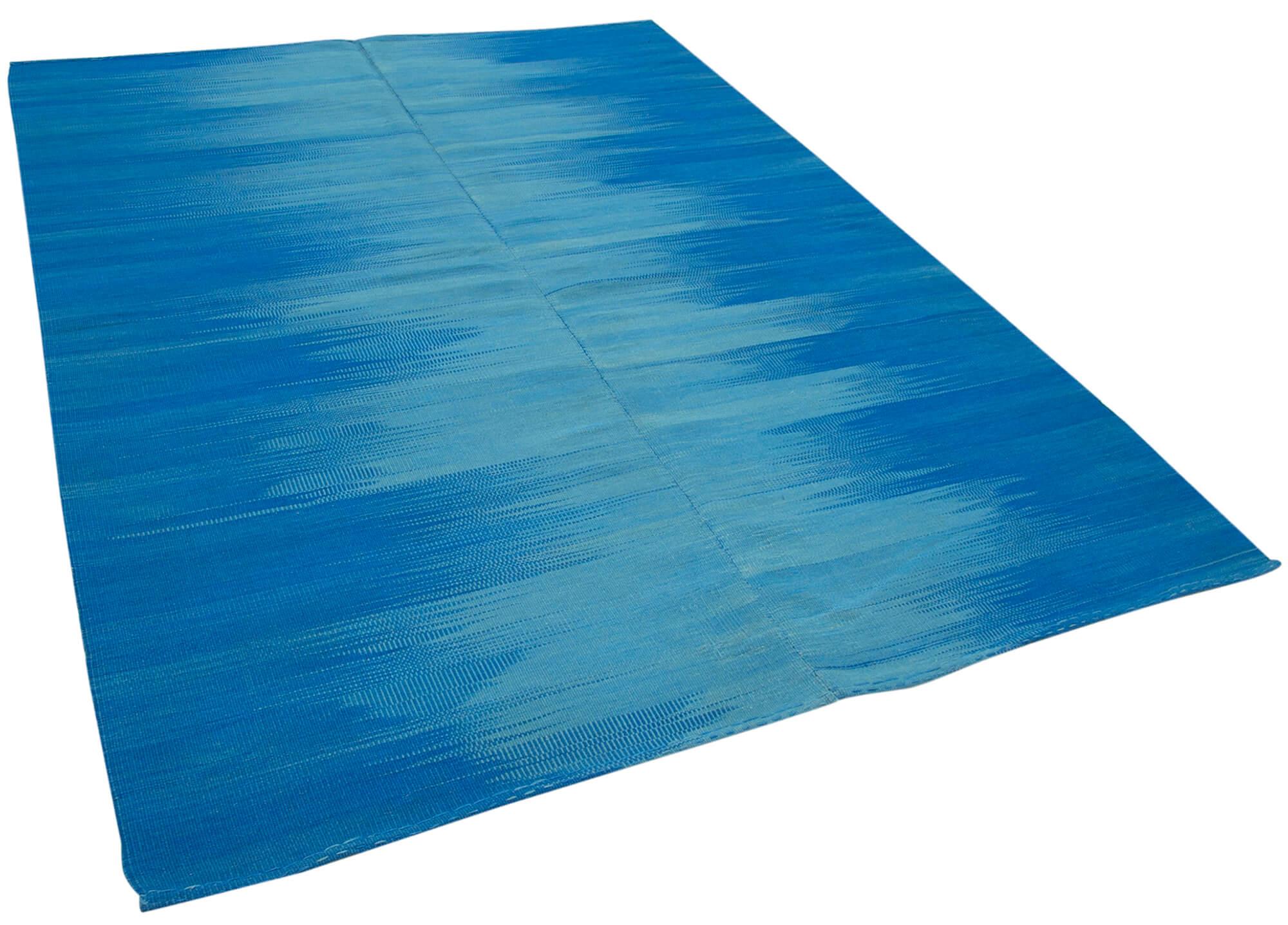 7 x 9 Blue Contemporary Kilim Rug - 830