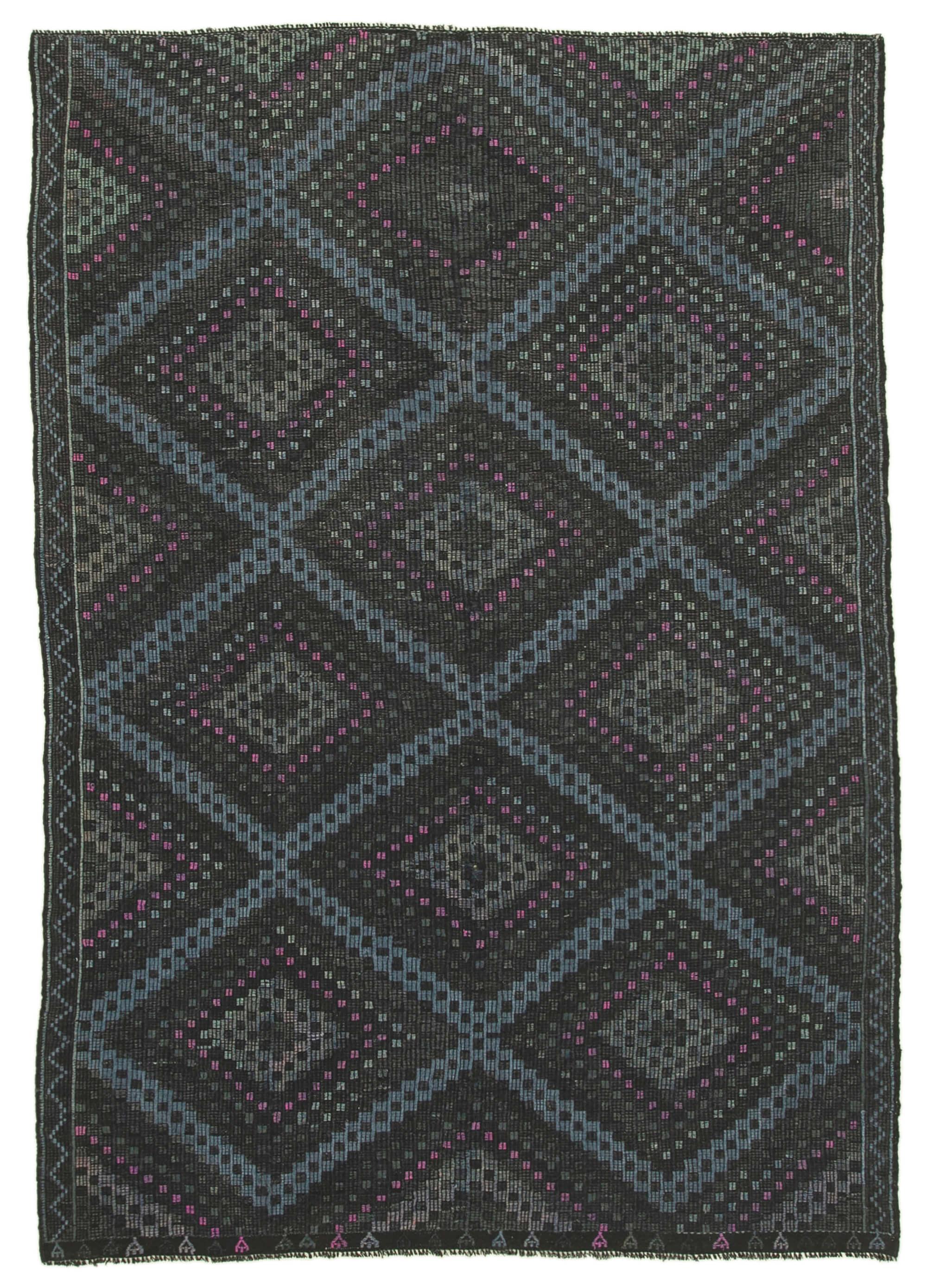 7 x 10 Blue Vintage Turkish Kilim Rug - 949