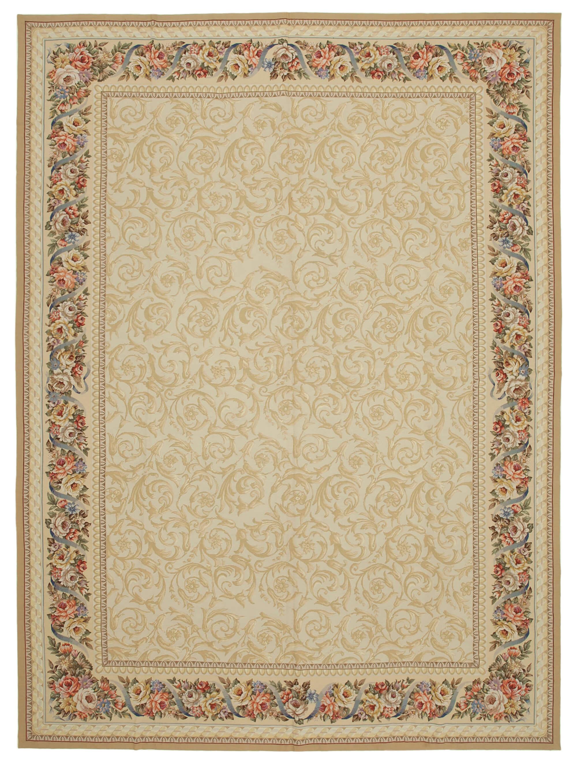 11 x 15 Beige Needlepoint Kilim Rug - 917