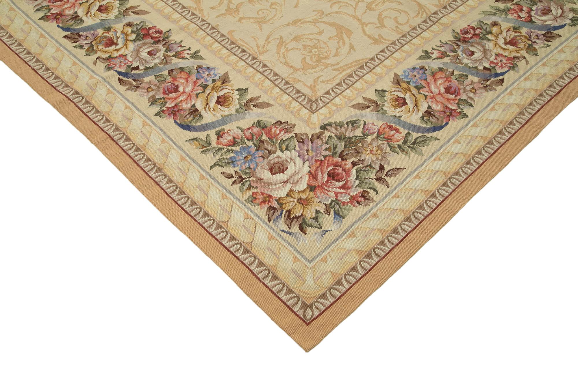 10 x 15 Beige Needlepoint Kilim Rug - 923