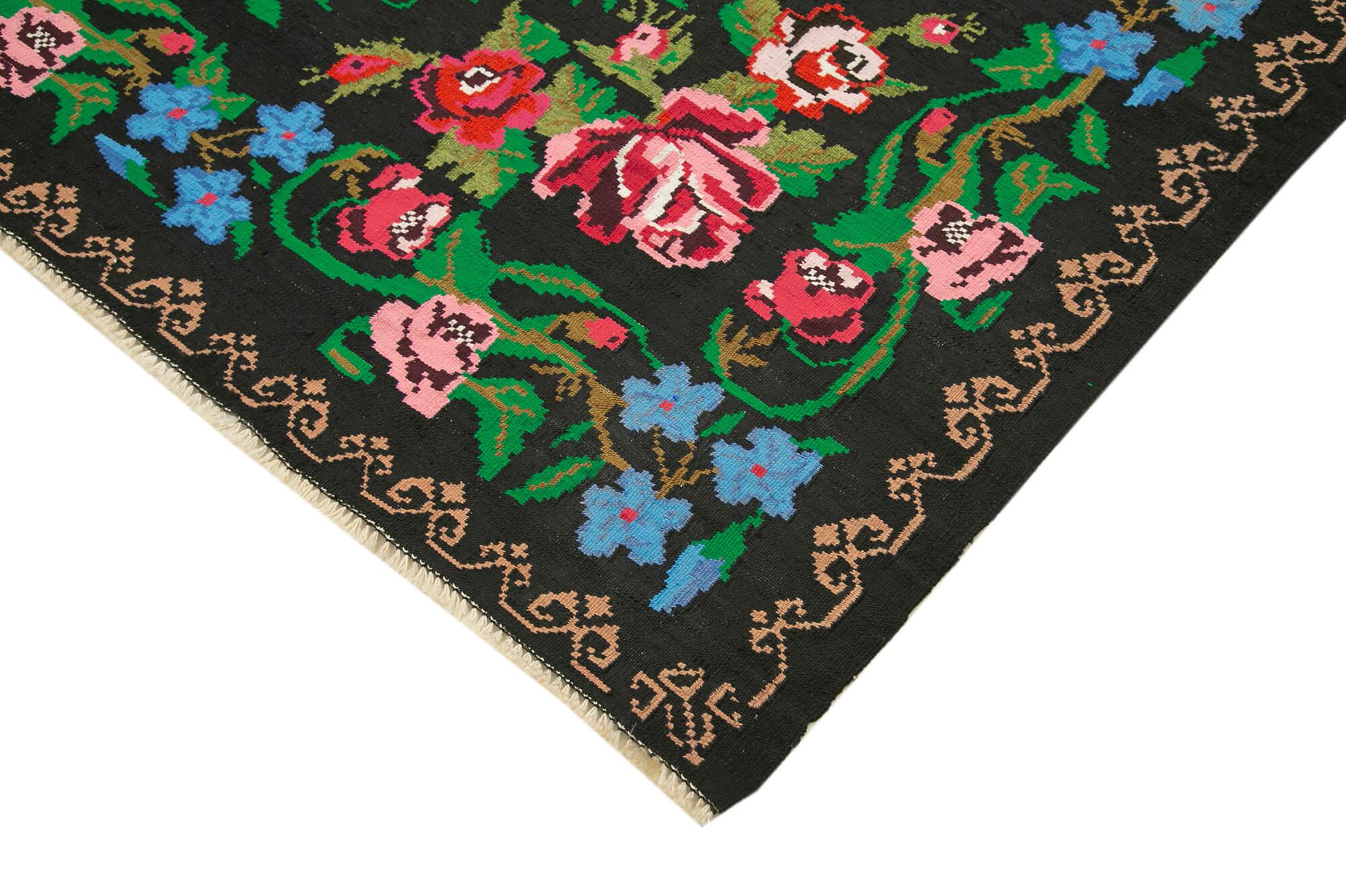 8 x 10 Black Vintage Moldovan Kilim Rug - 60