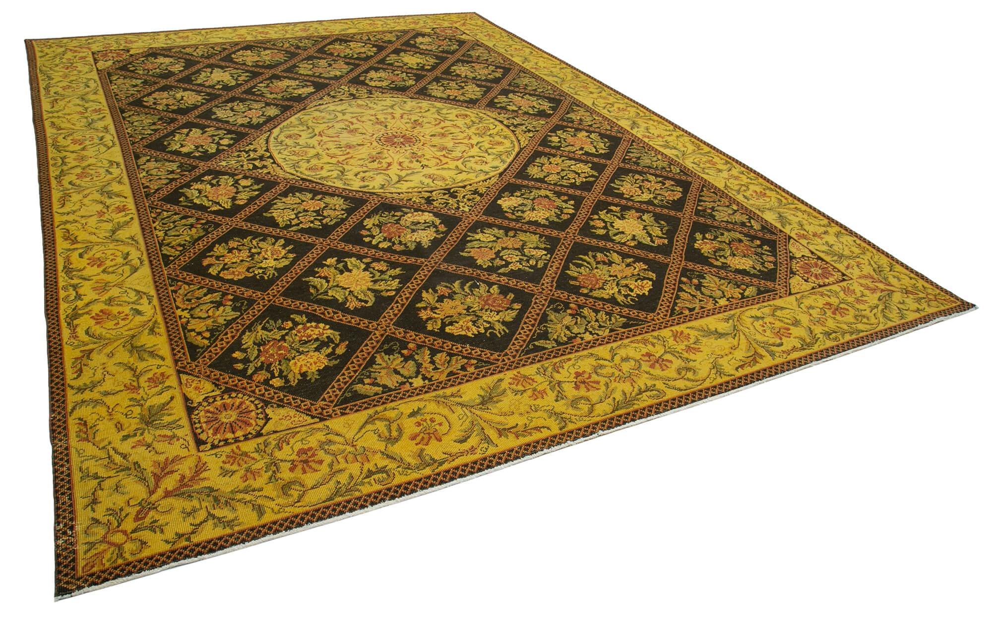 10 x 13 Yellow Overdyed Large Area Rug - 444