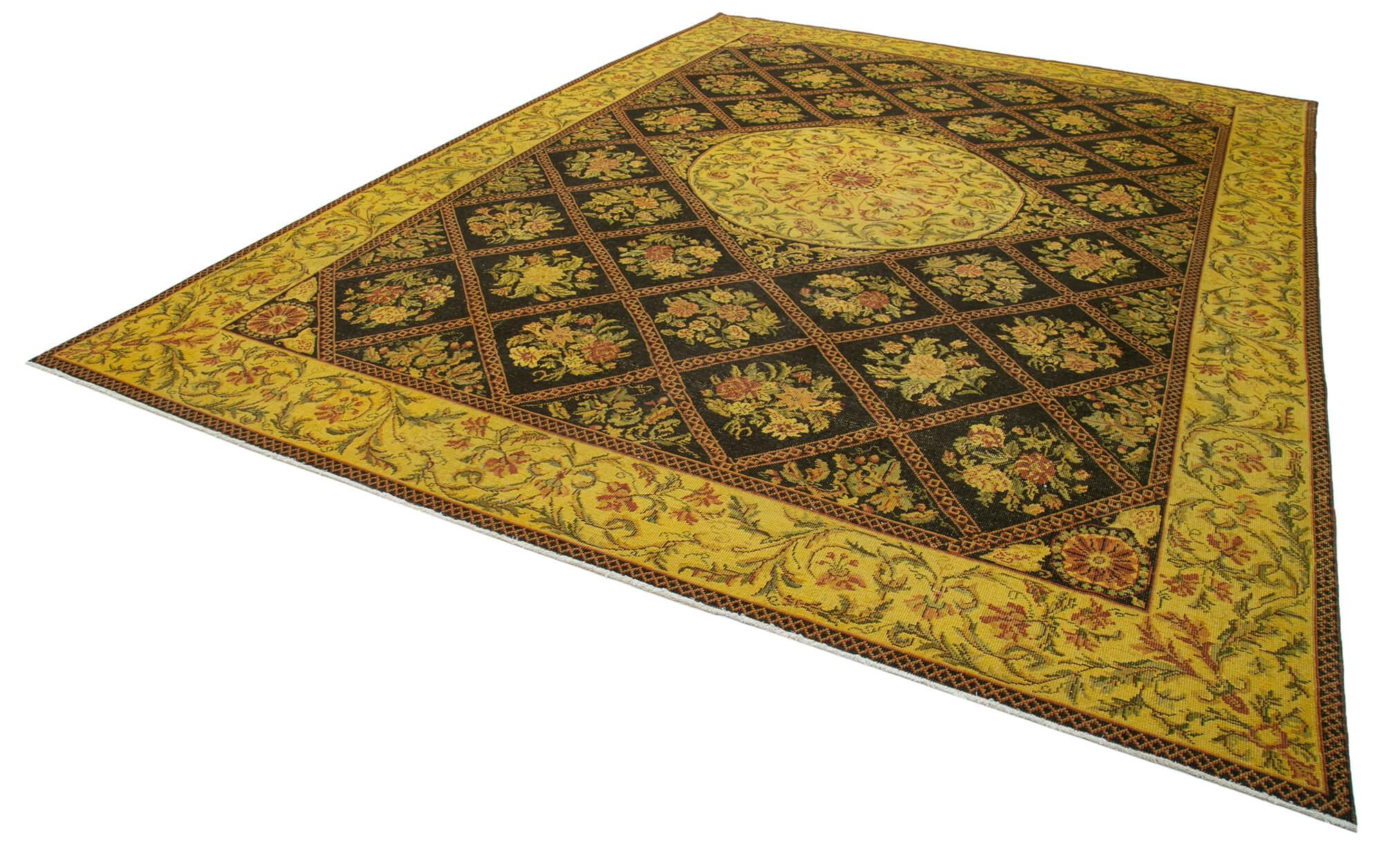 10 x 13 Yellow Overdyed Large Area Rug - 444