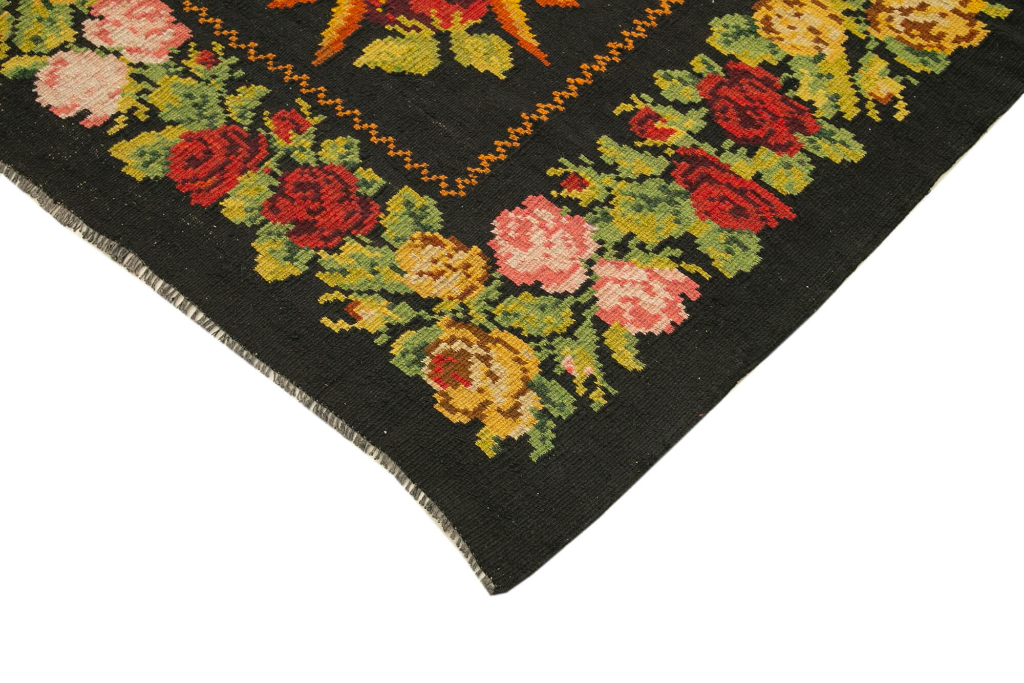 6 x 6 Black Vintage Moldovan Kilim Rug - 80