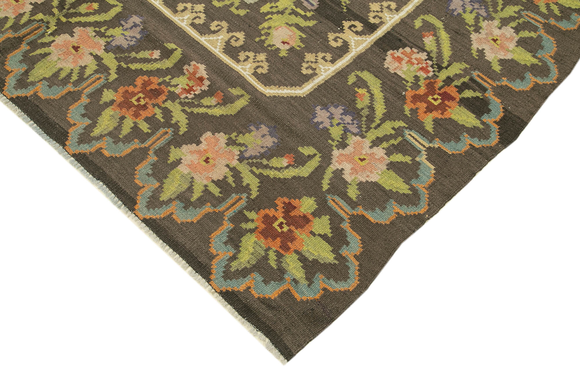 6 x 8 Brown Vintage Moldovan Kilim Rug - 6994