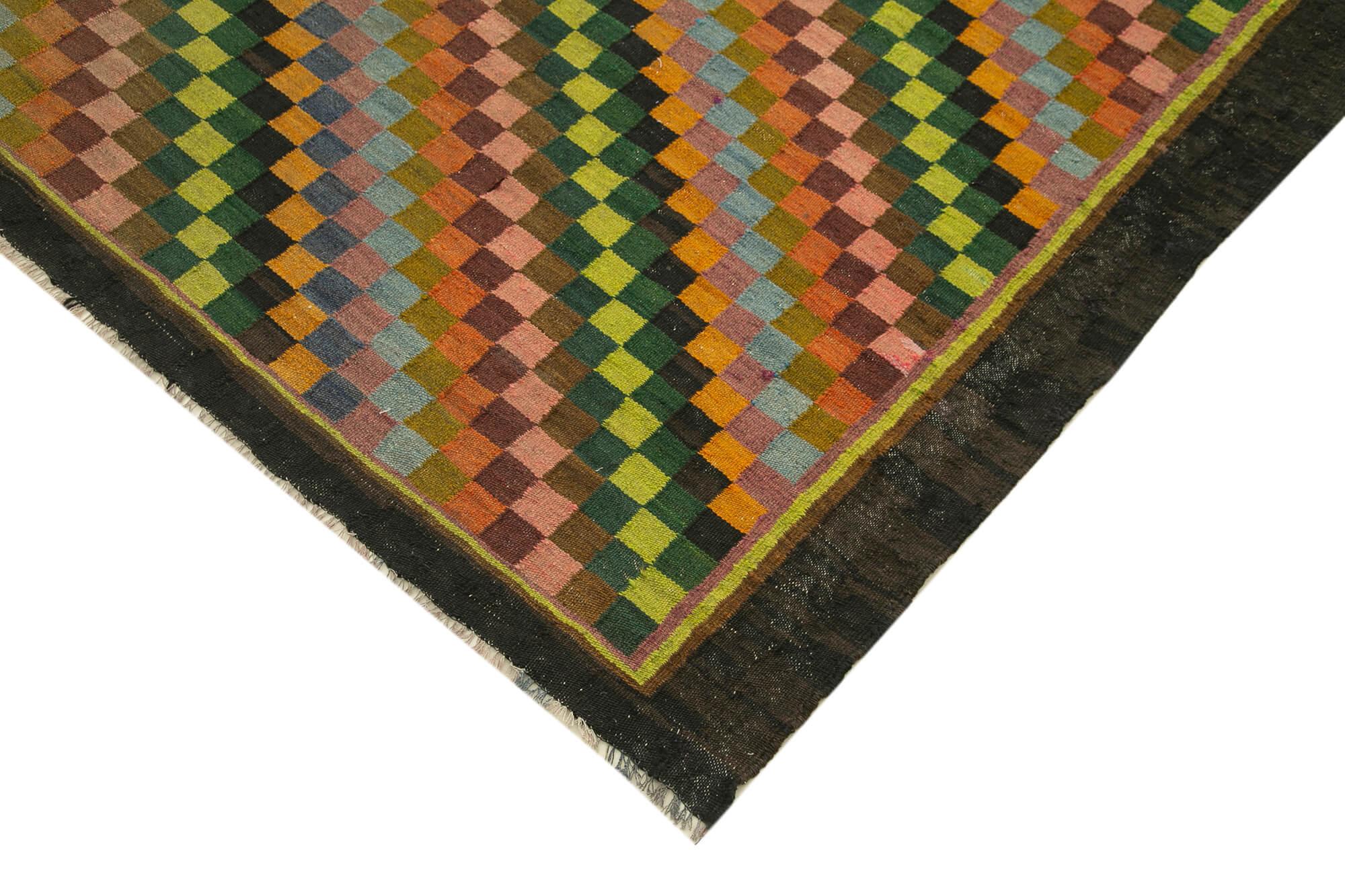 7 x 13 Black Vintage Moldovan Kilim Rug - 90