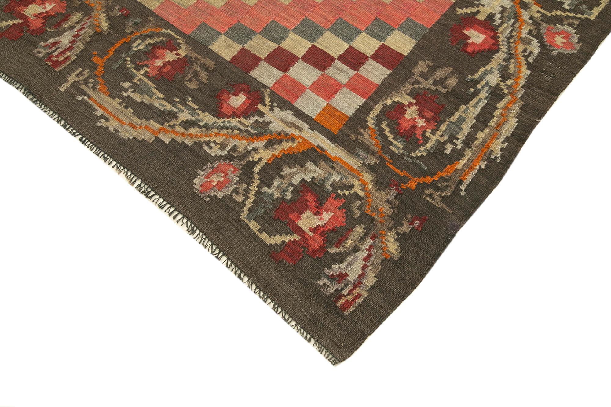 5 x 10 Brown Vintage Moldovan Kilim Rug - 95