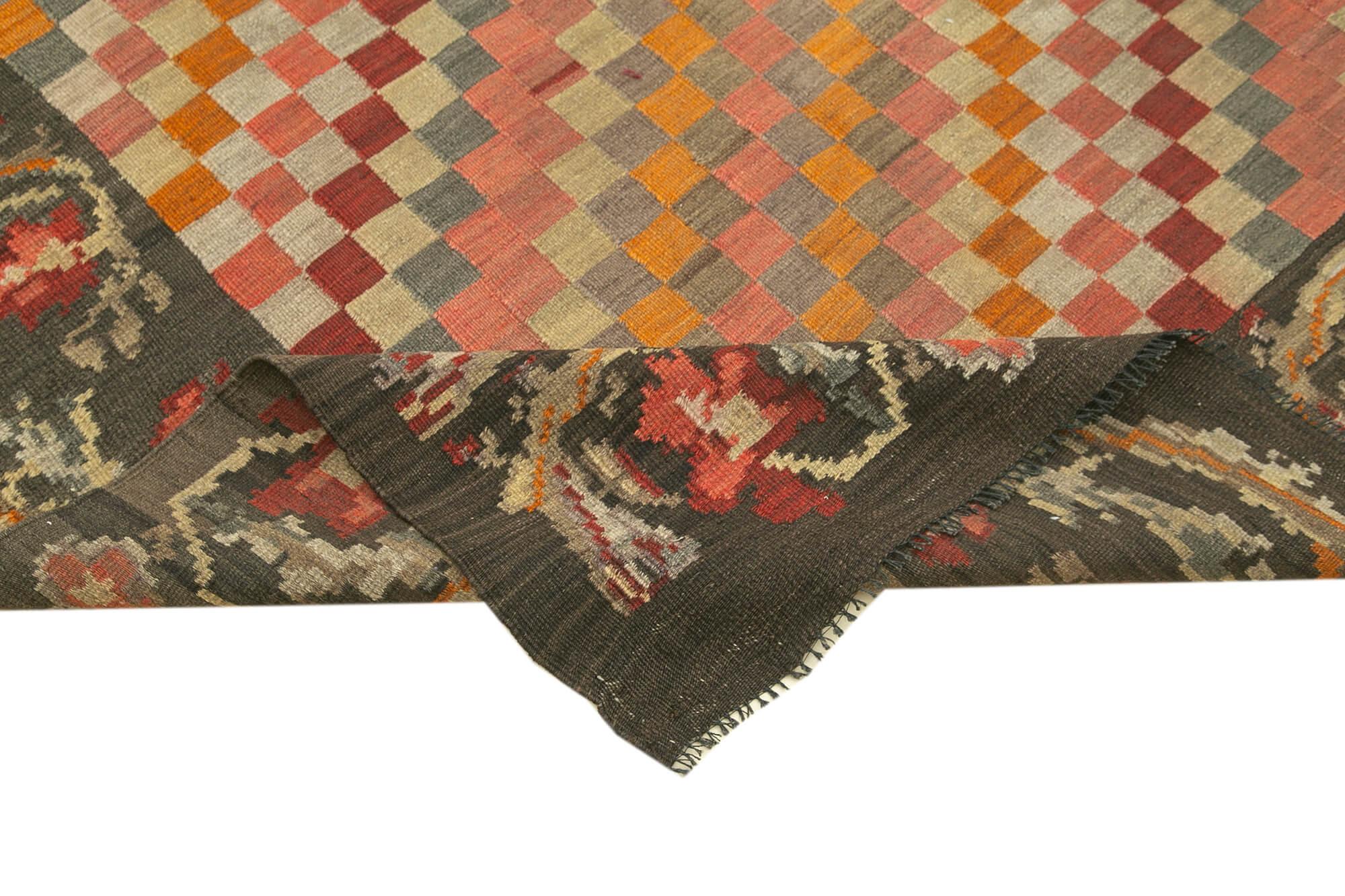 5 x 10 Brown Vintage Moldovan Kilim Rug - 95